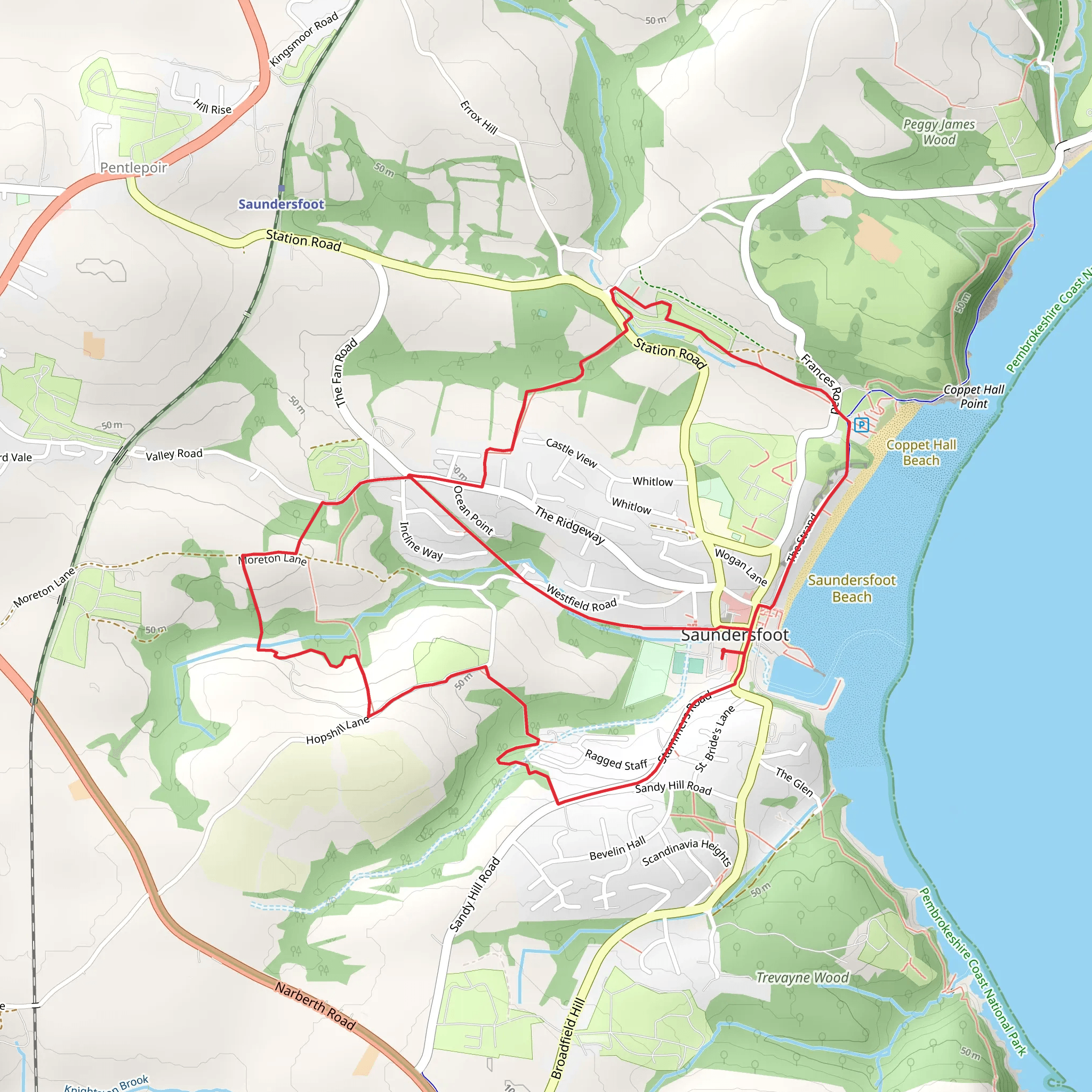 Saundersfoot Walk mobile static map