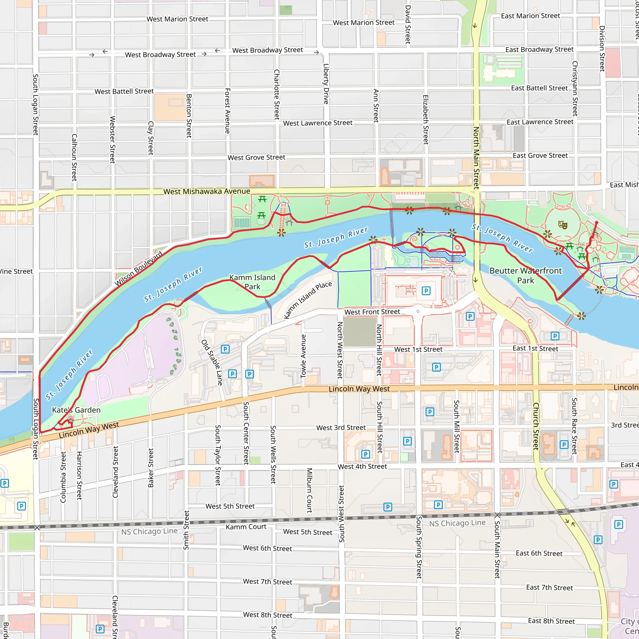 Kamm Island Park and Kate's Garden Loop mobile static map