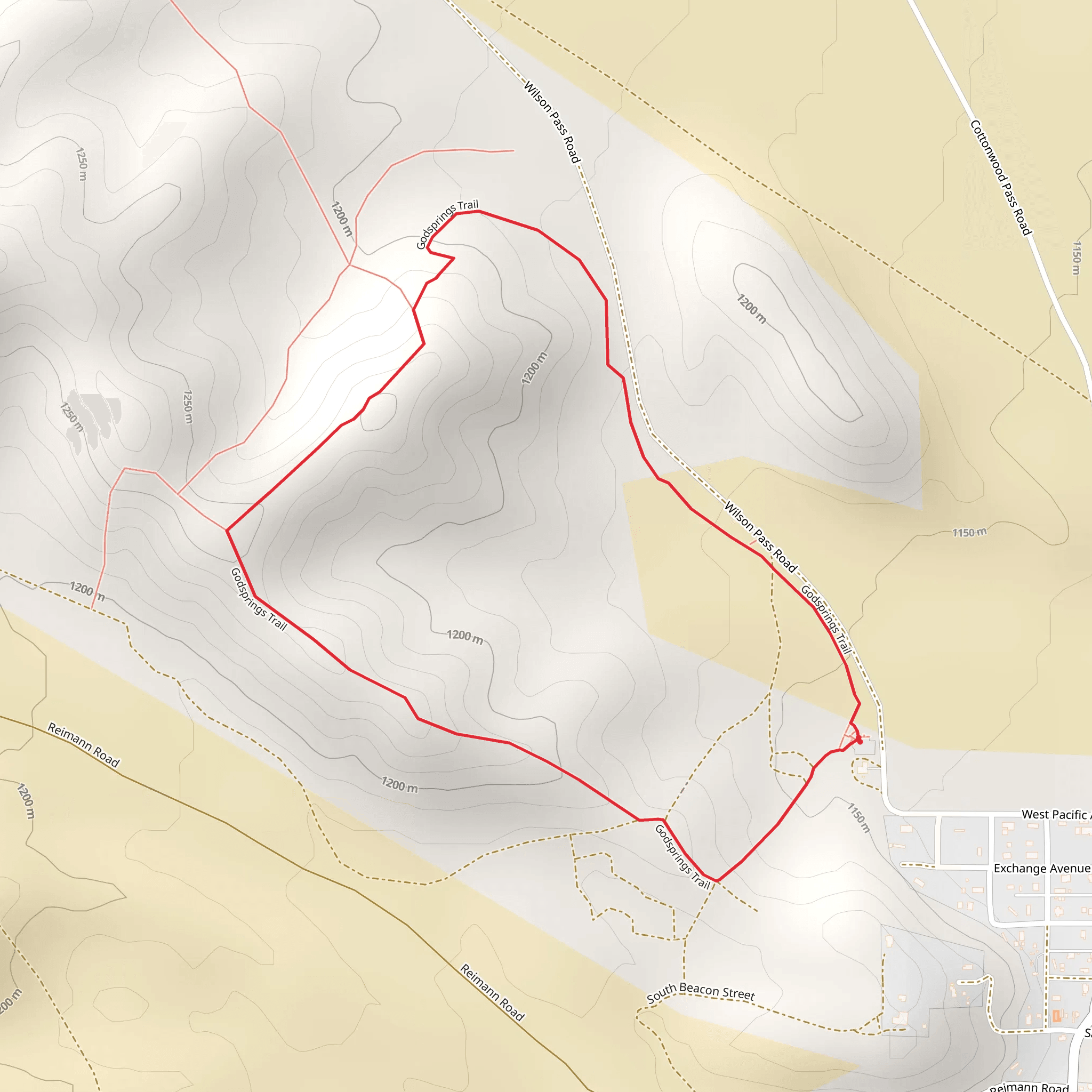 Godsprings Loop Trail mobile static map