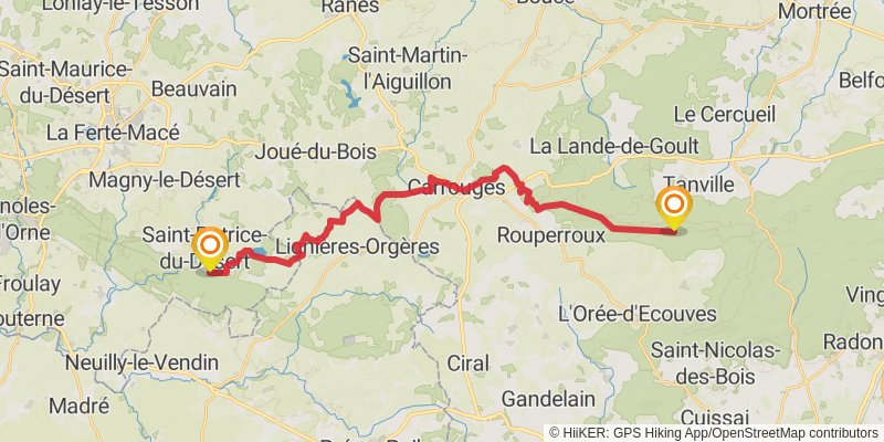 GR 22 - De Paris Au Mont Saint Michel stage 18 Map