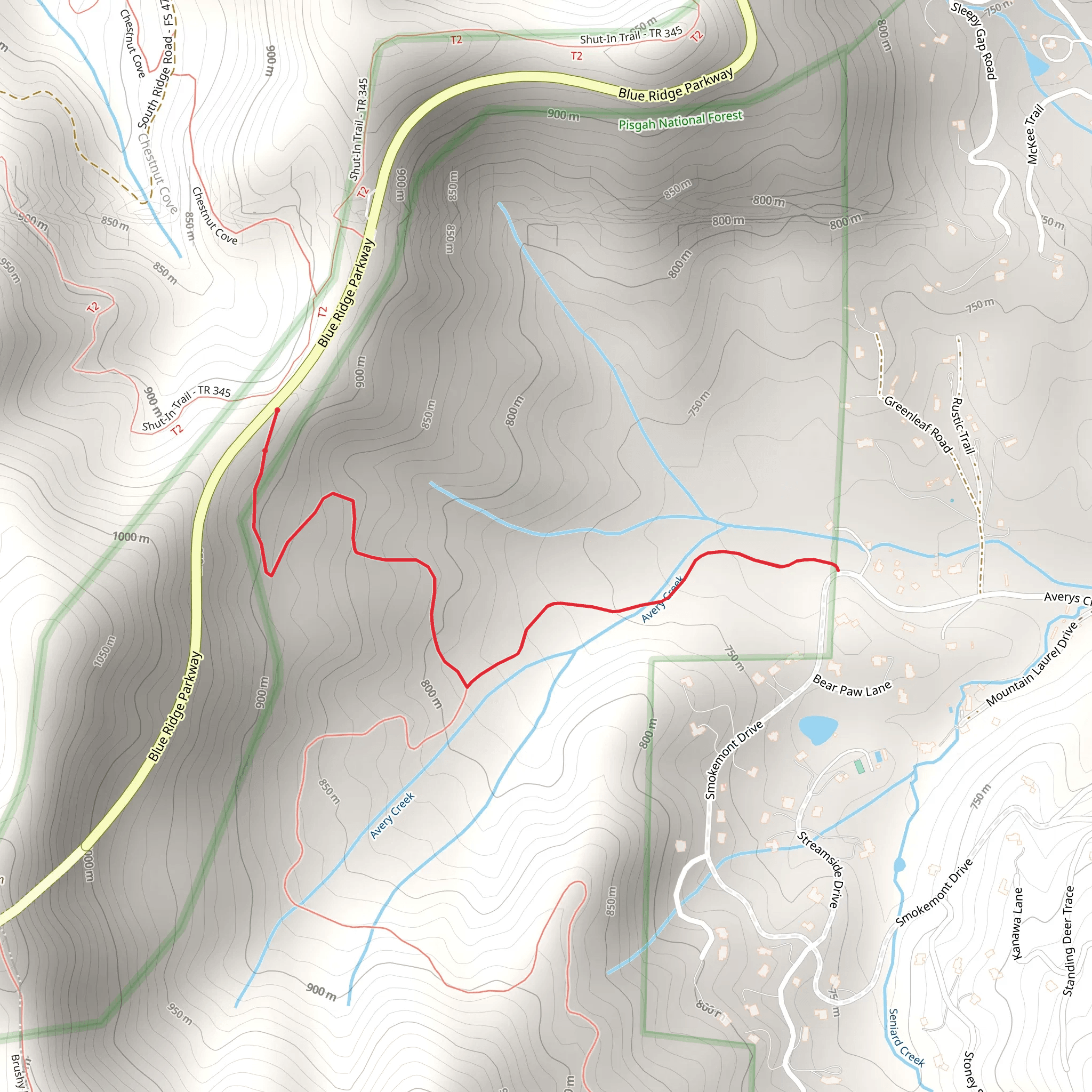 Chestnut Cove Gap and Avery Creek mobile static map