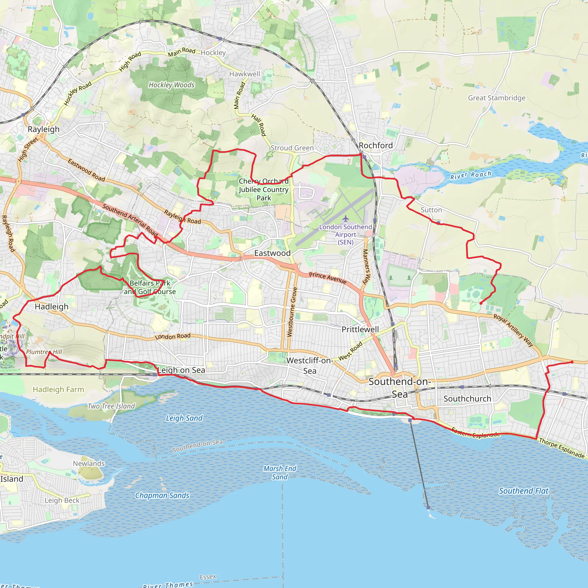 Southend Millennium Loop from Garon Park mobile static map