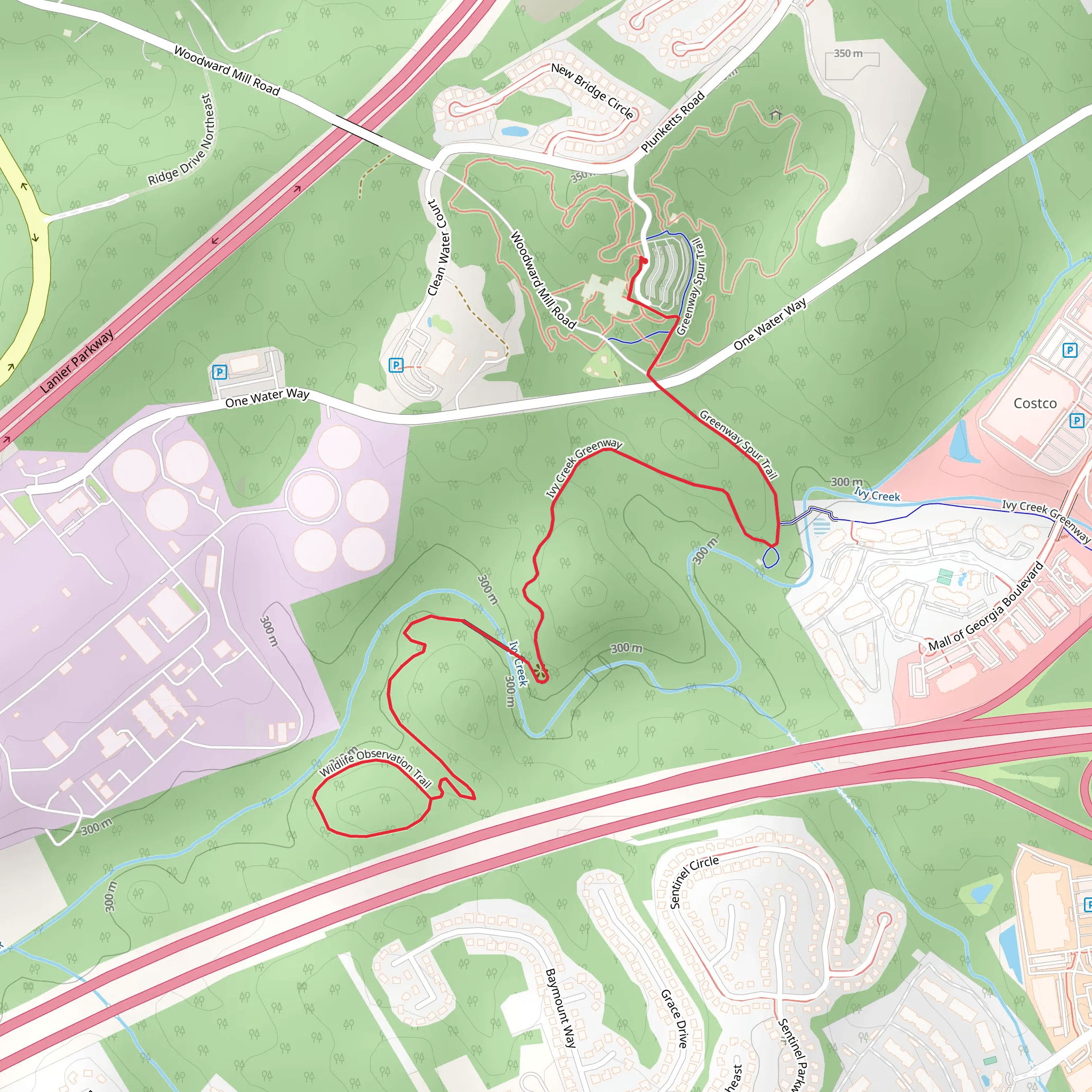 Ivy Creek Greenway and Wildlife Observation Trail mobile static map