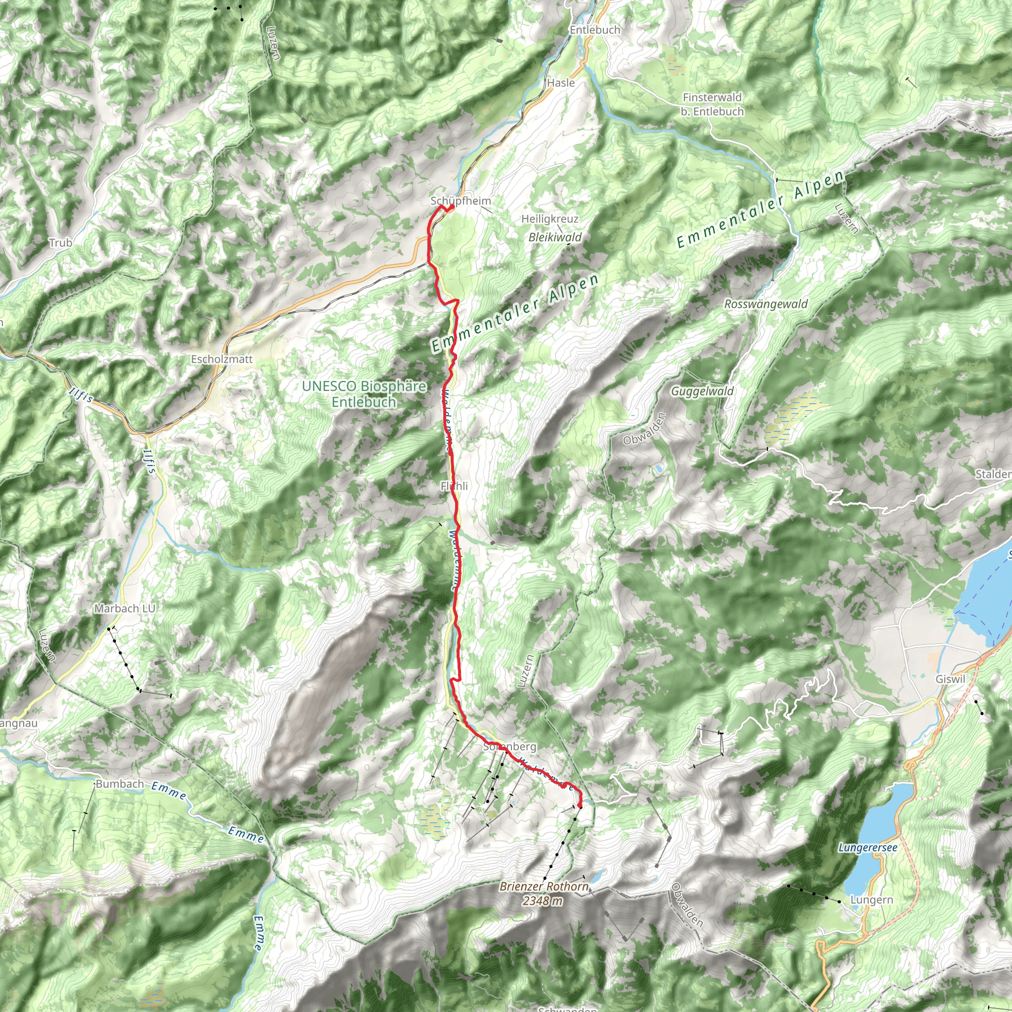 Emmenuferweg - Sörenberg-Schüpfheim mobile static map