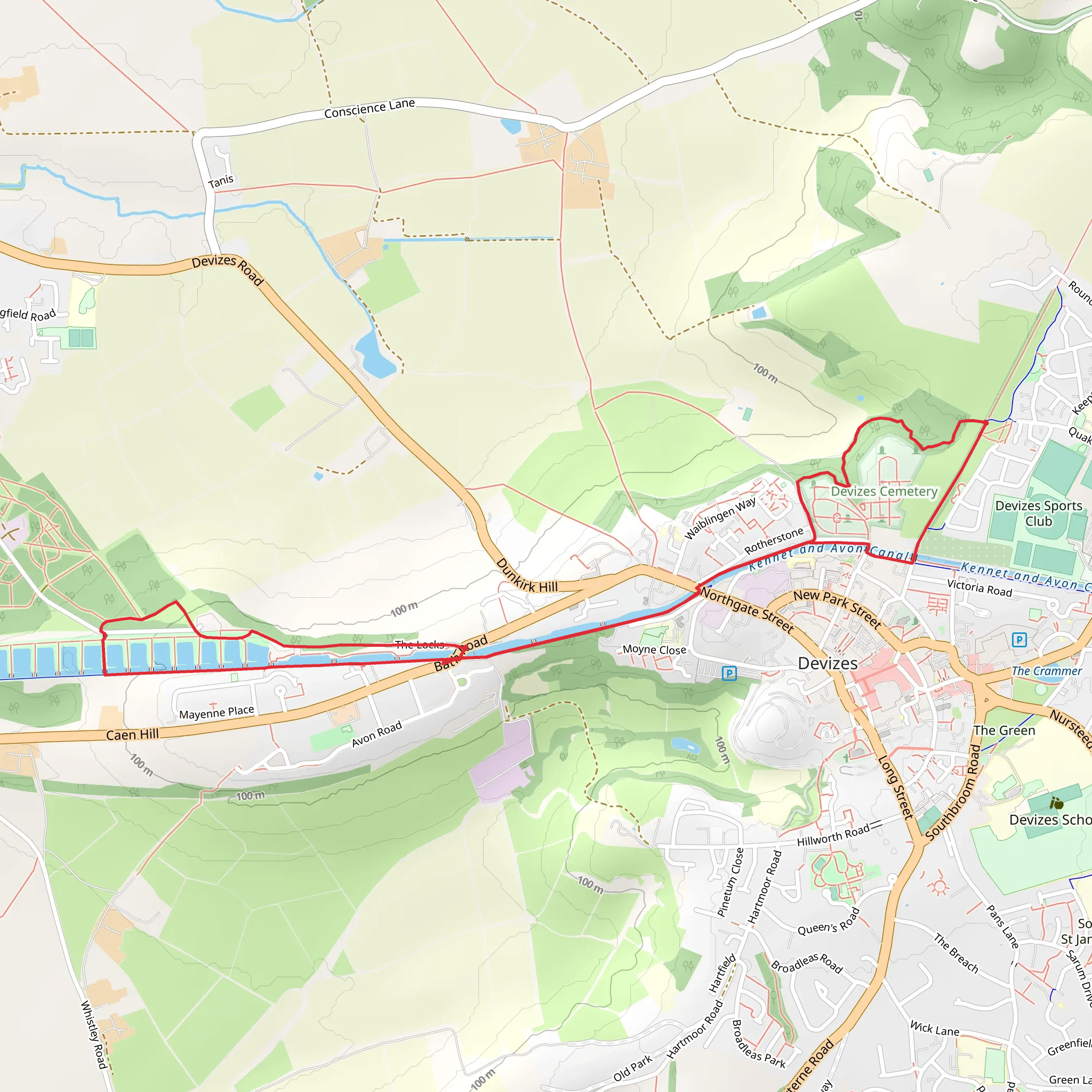 Cean Hill Locks and Newlands Wood via Quakers Walk mobile static map