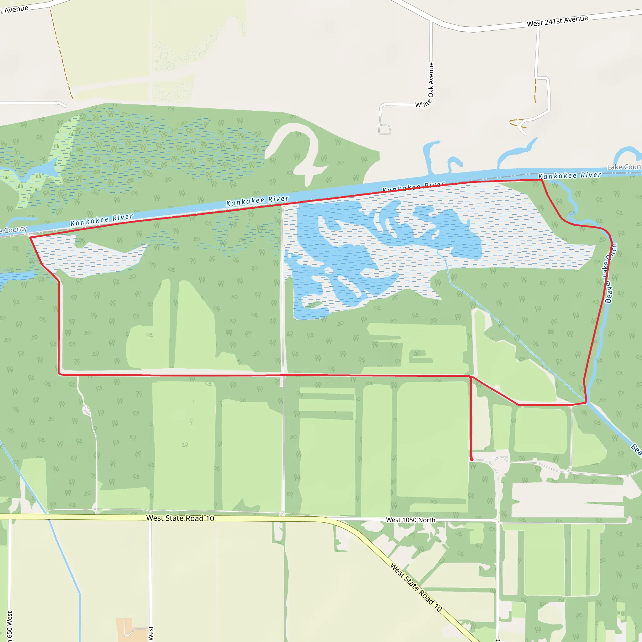 Kankakee River and Beaver Lake Ditch Loop mobile static map