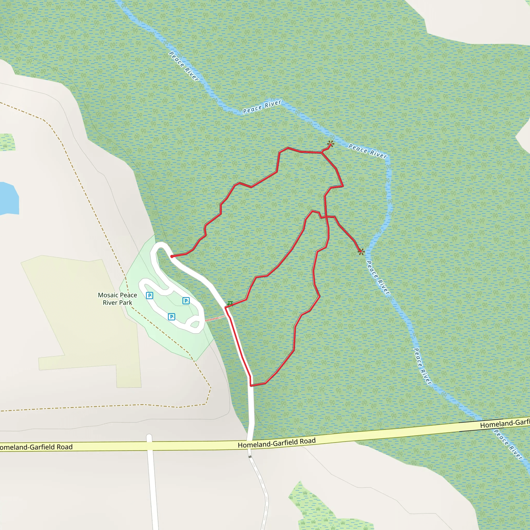 Loop beside Peace River mobile static map