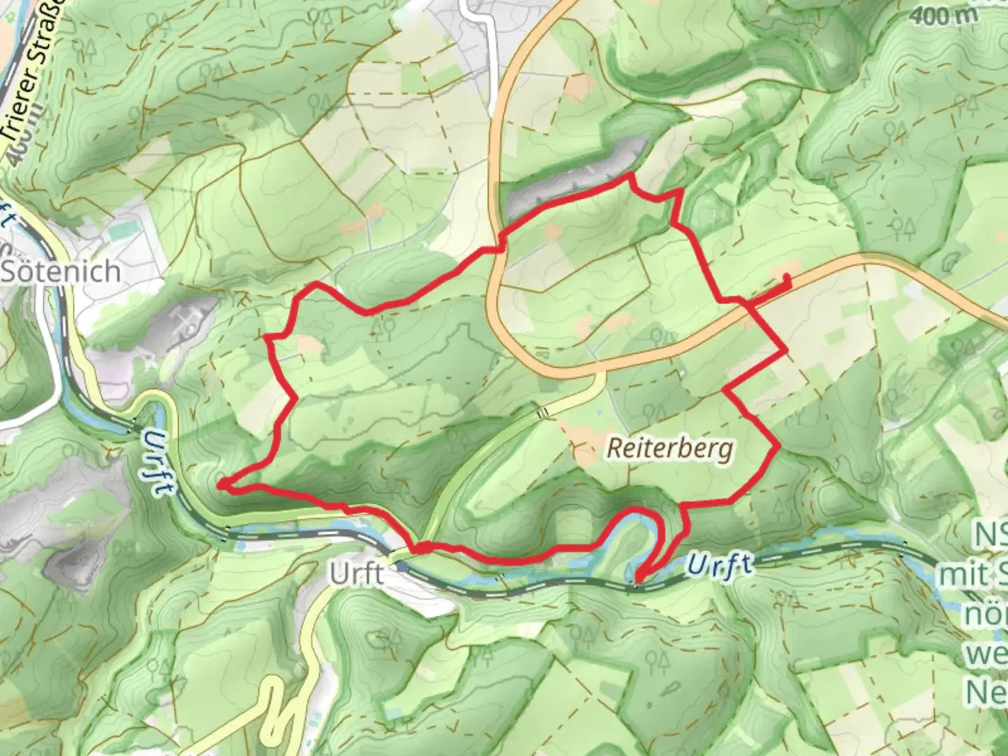 An image depicting the trail Urft via Kall 10 and its surrounding area.