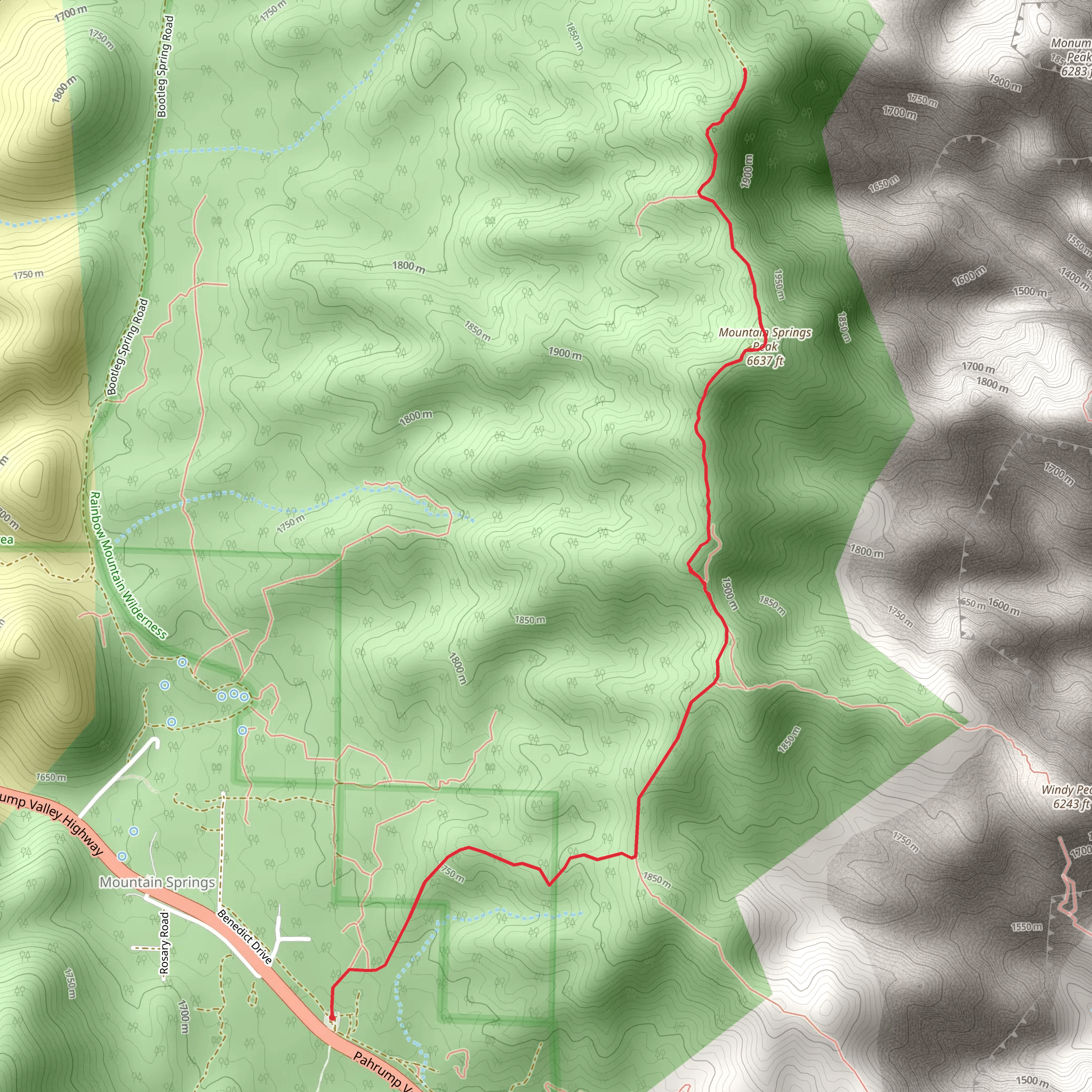 Mountain Springs Peak Trail mobile static map