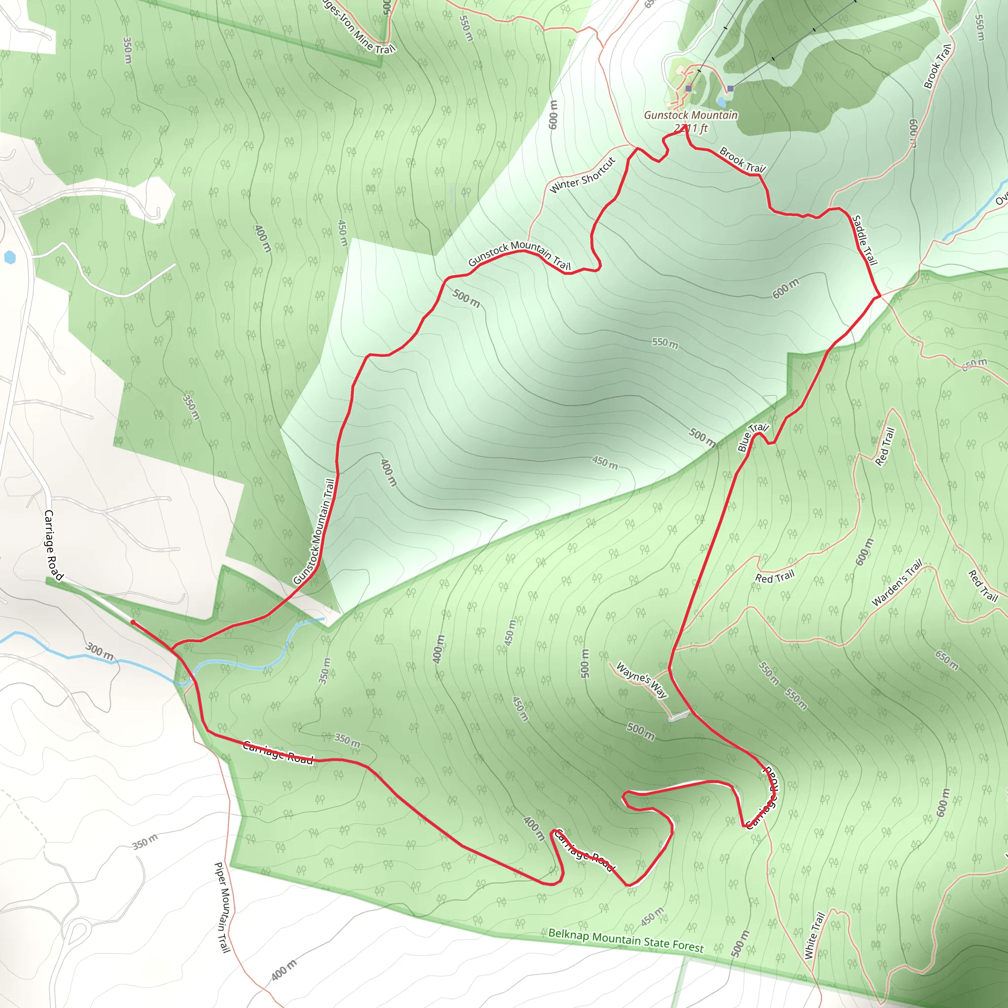 Gunstock Mountain Loop mobile static map