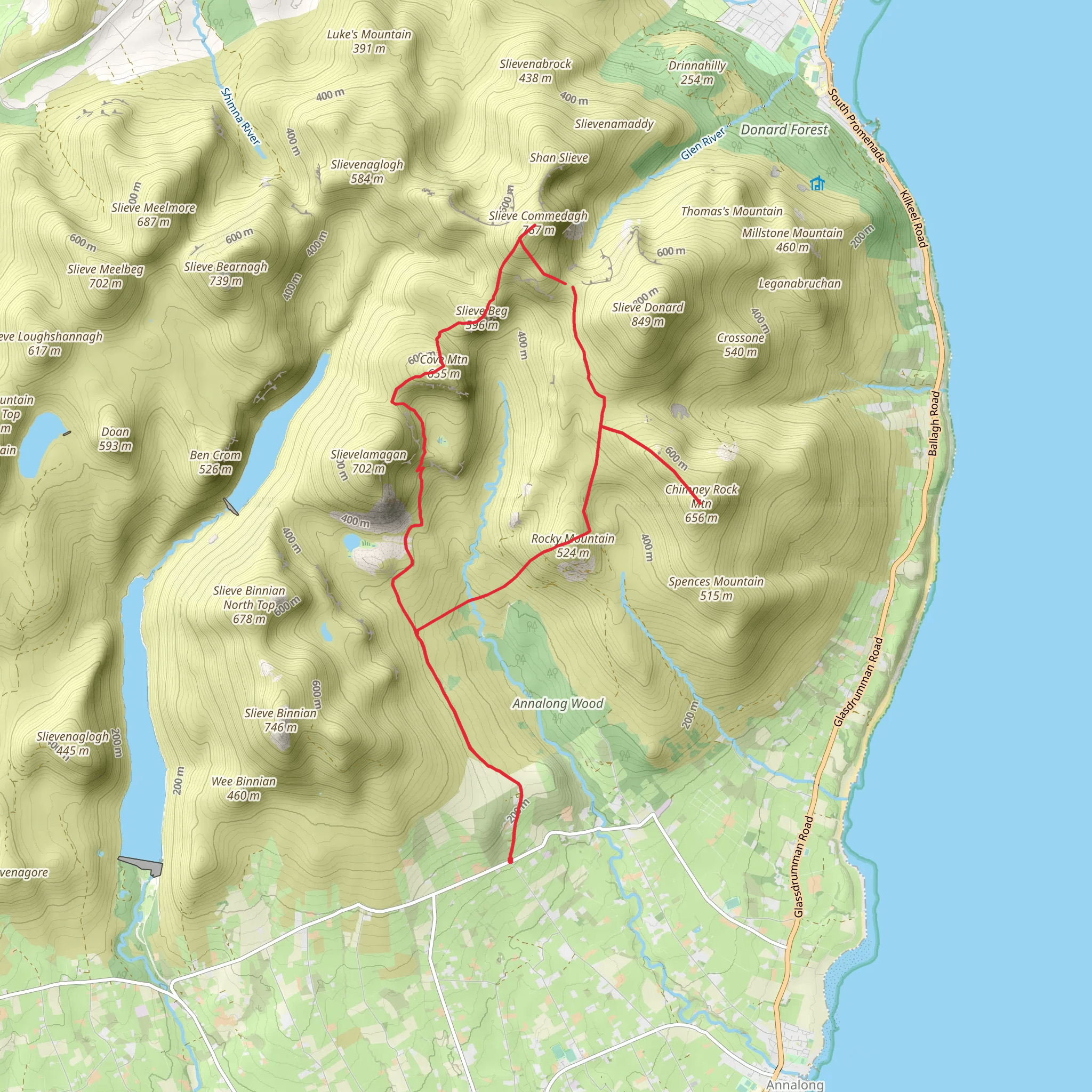Slieve Commedagh - Chimney Rock Mountain Loop mobile static map