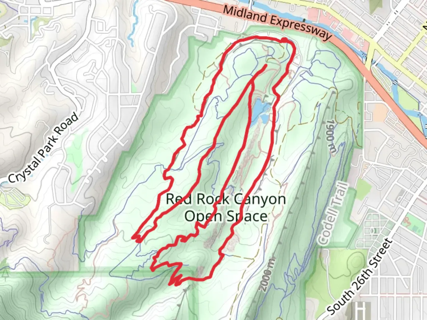 An image depicting the trail Contemplative, Mesa and Red Rock Canyon Loop Trail and its surrounding area.
