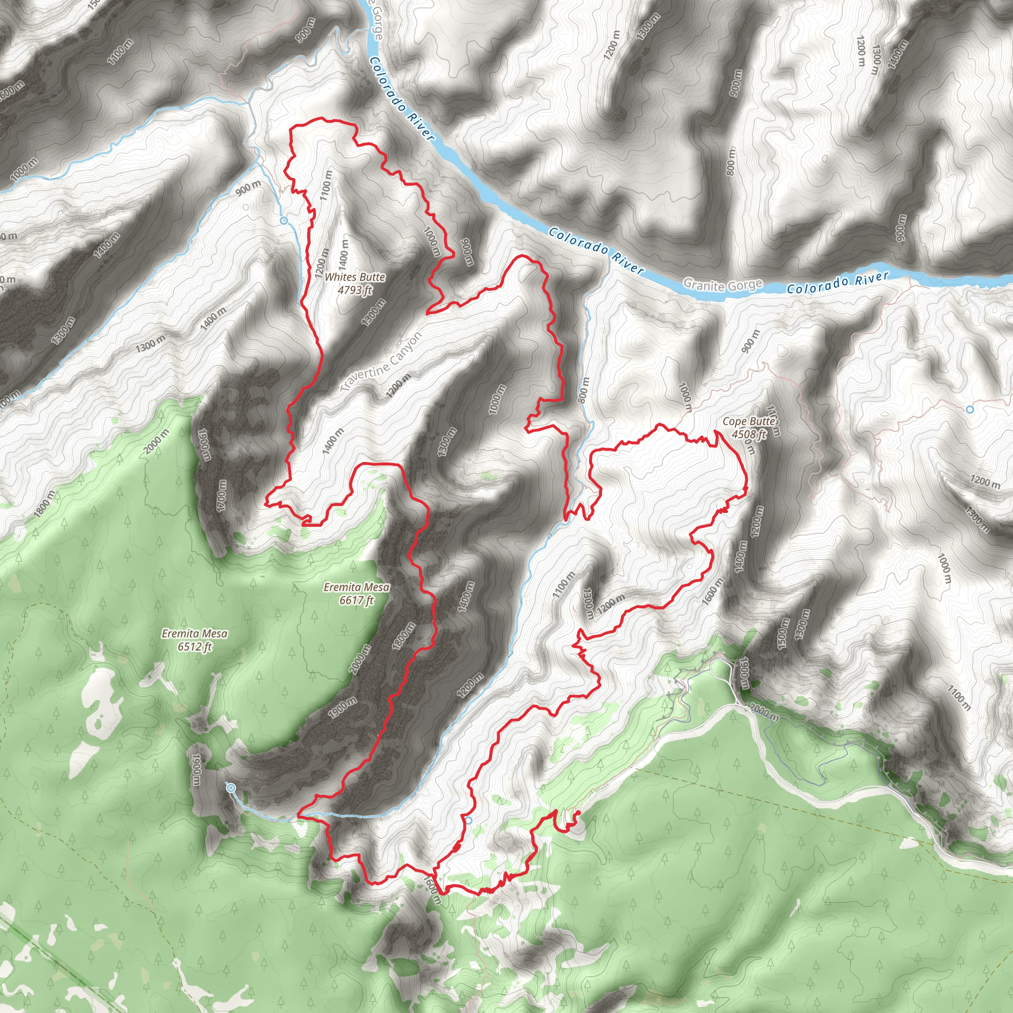 Hermit, Boucher and West Tonto Loop Trail mobile static map