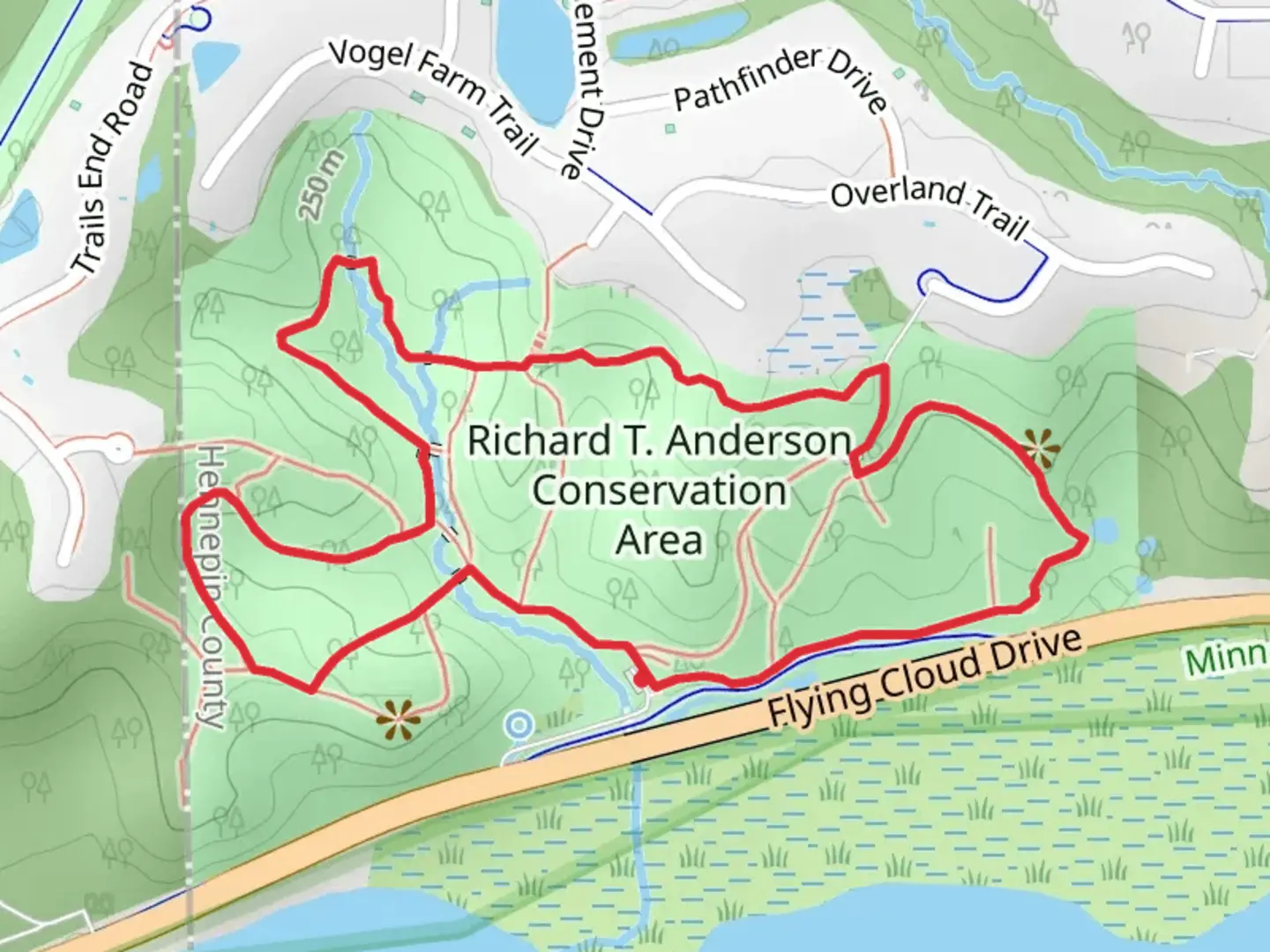 An image depicting the trail Richard T Anderson Conservation Area Loop and its surrounding area.