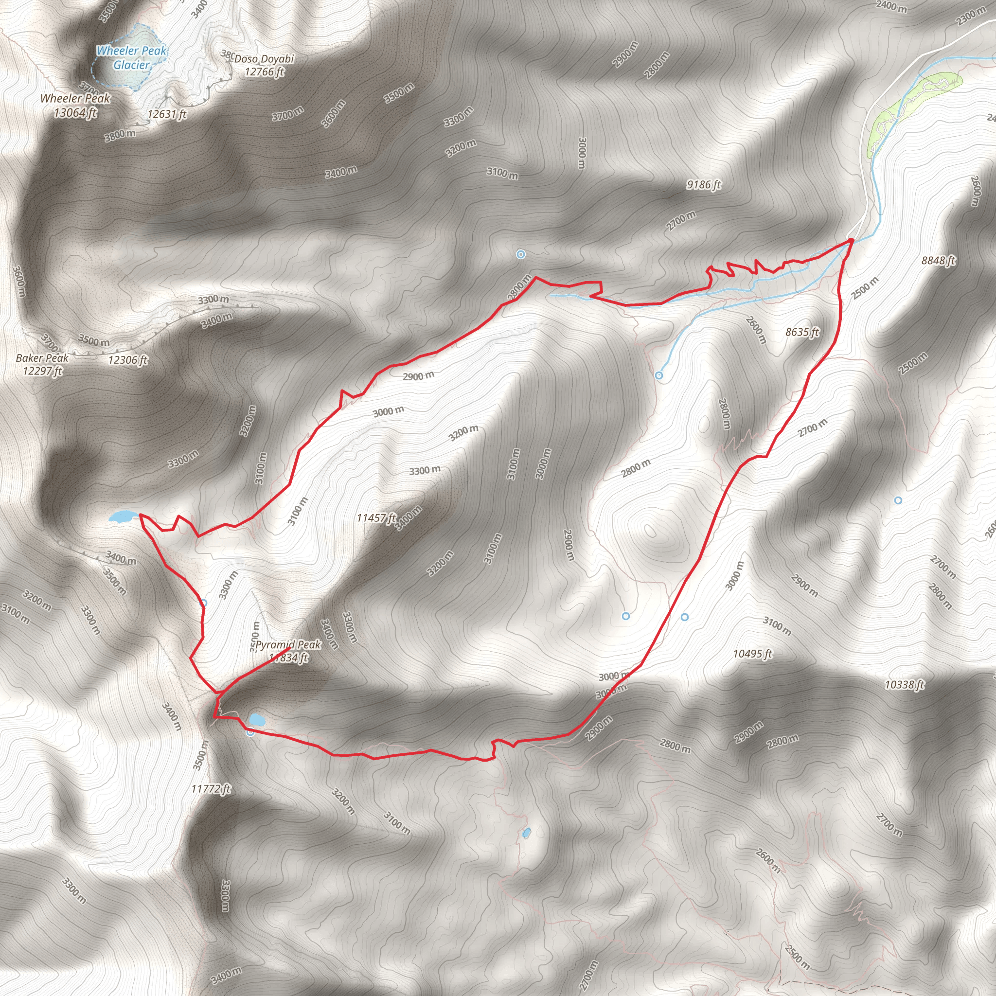 Baker Creek, Pyramid Peak and Timber Creek Loop Trail mobile static map