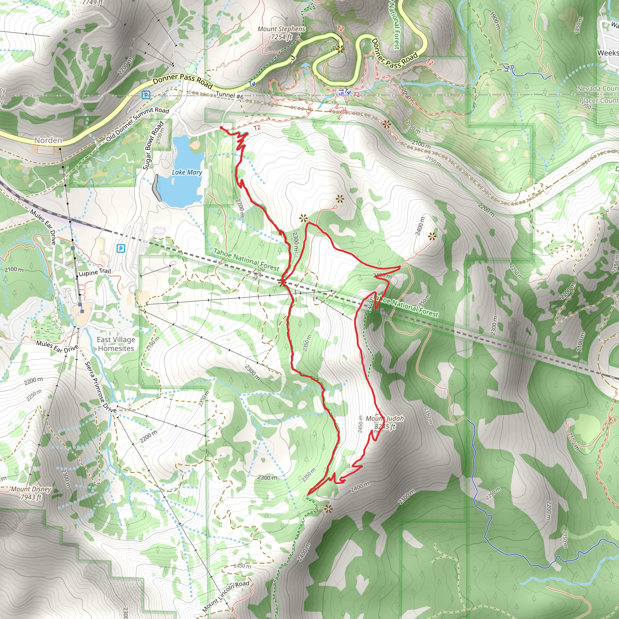 Mount Judah Loop via PCT mobile static map