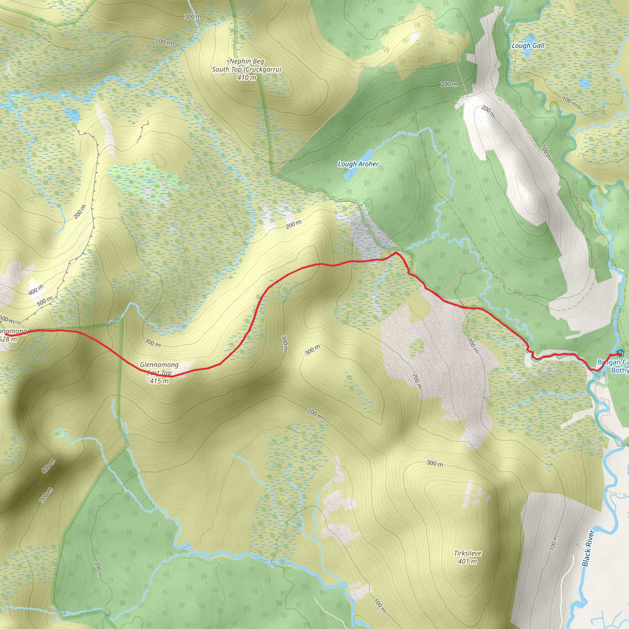 Glennamong Mountain Walk via Letterkeen walk mobile static map