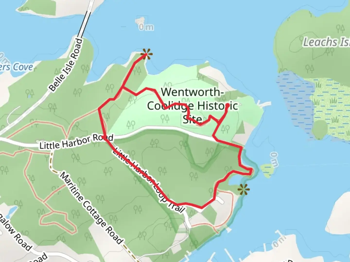 An image depicting the trail Little Harbor Loop Trail and its surrounding area.