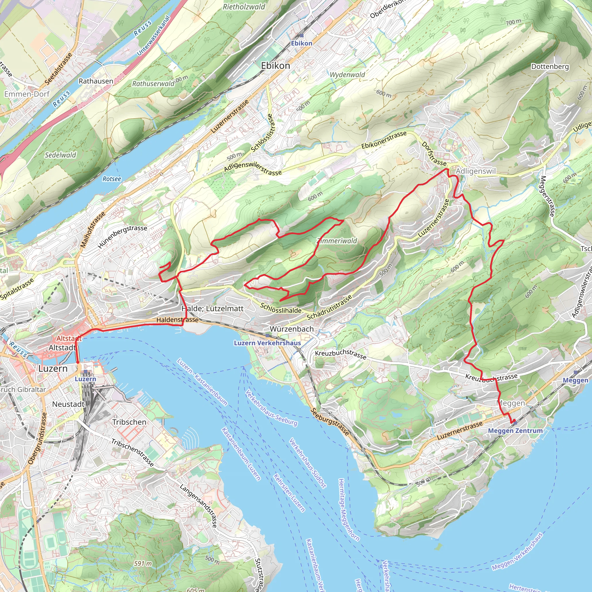 Meggen to Dietschiberg mobile static map