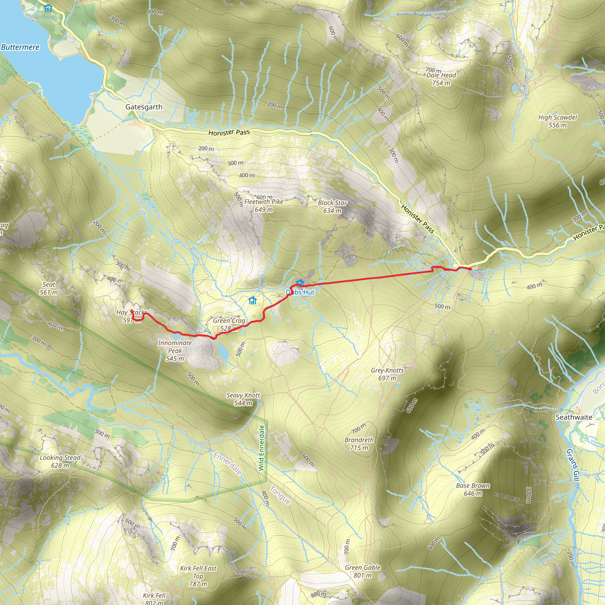 Haystacks and Innominate Tarn Walk mobile static map