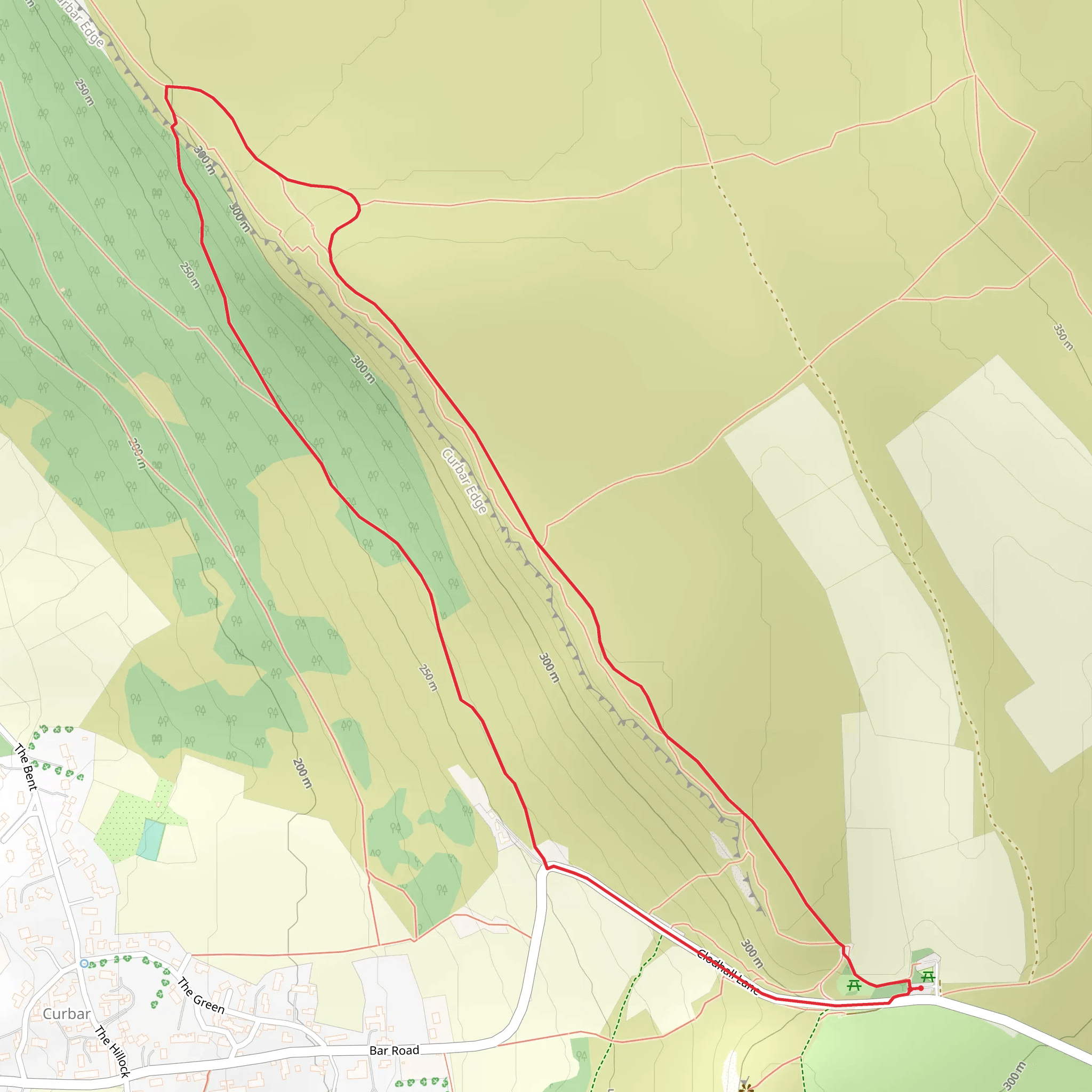 Curbar Edge Loop mobile static map