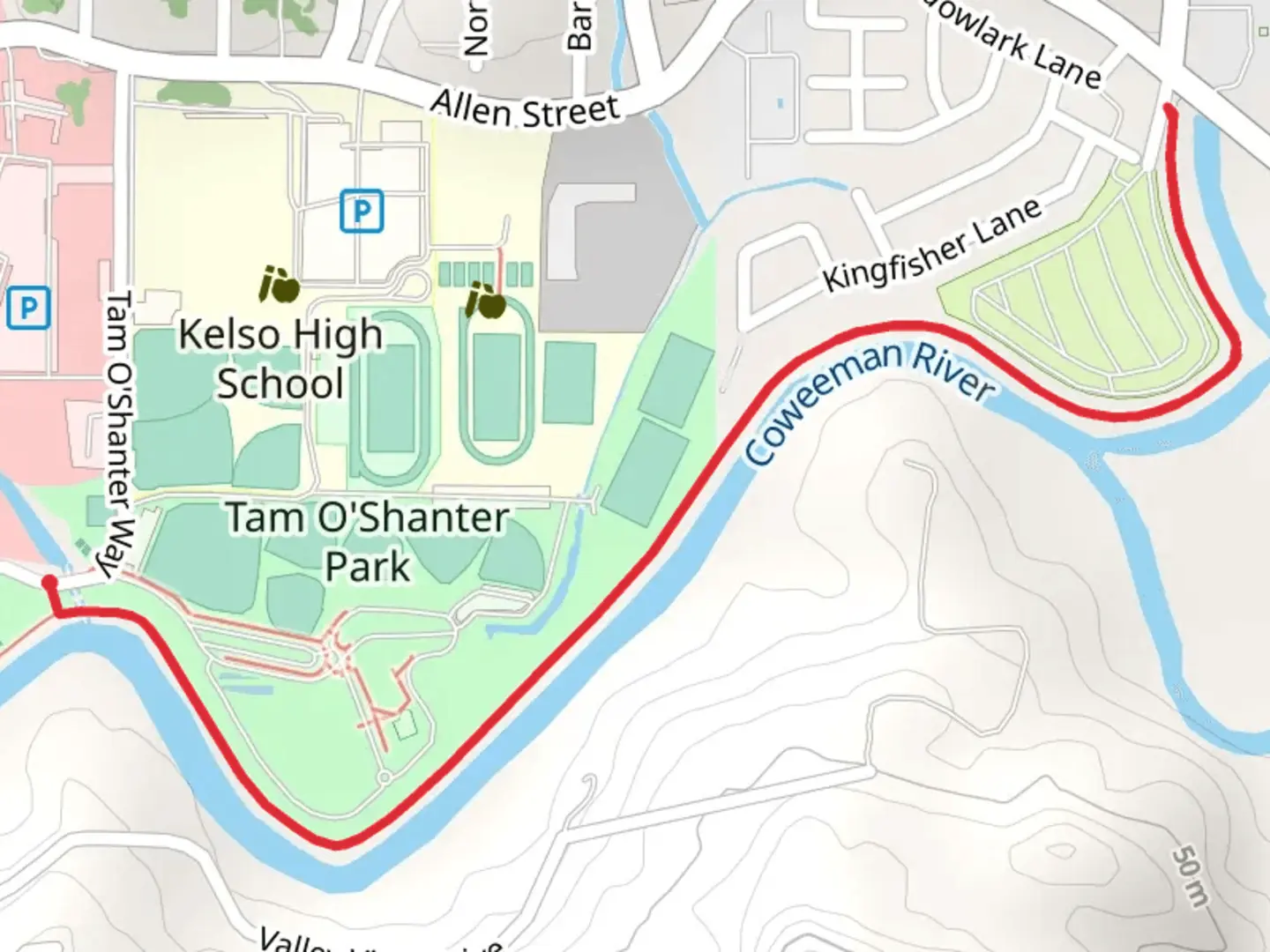 An image depicting the trail Coweeman River Trail and its surrounding area.