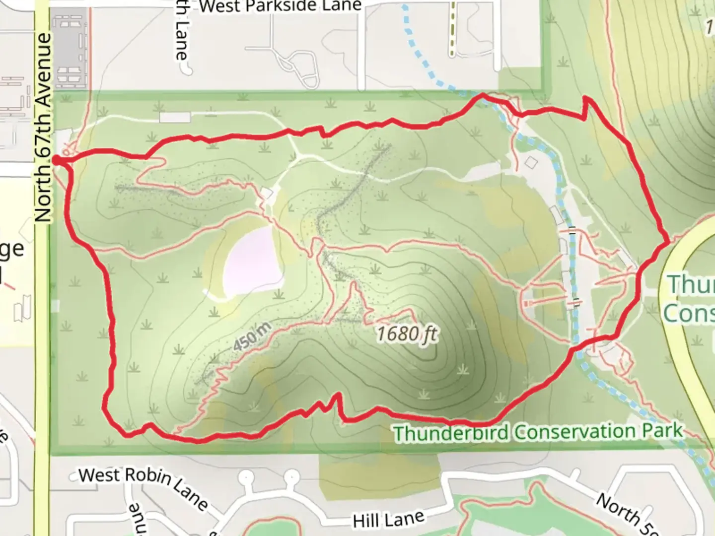 An image depicting the trail H-1 and H-5 Loop Trail and its surrounding area.