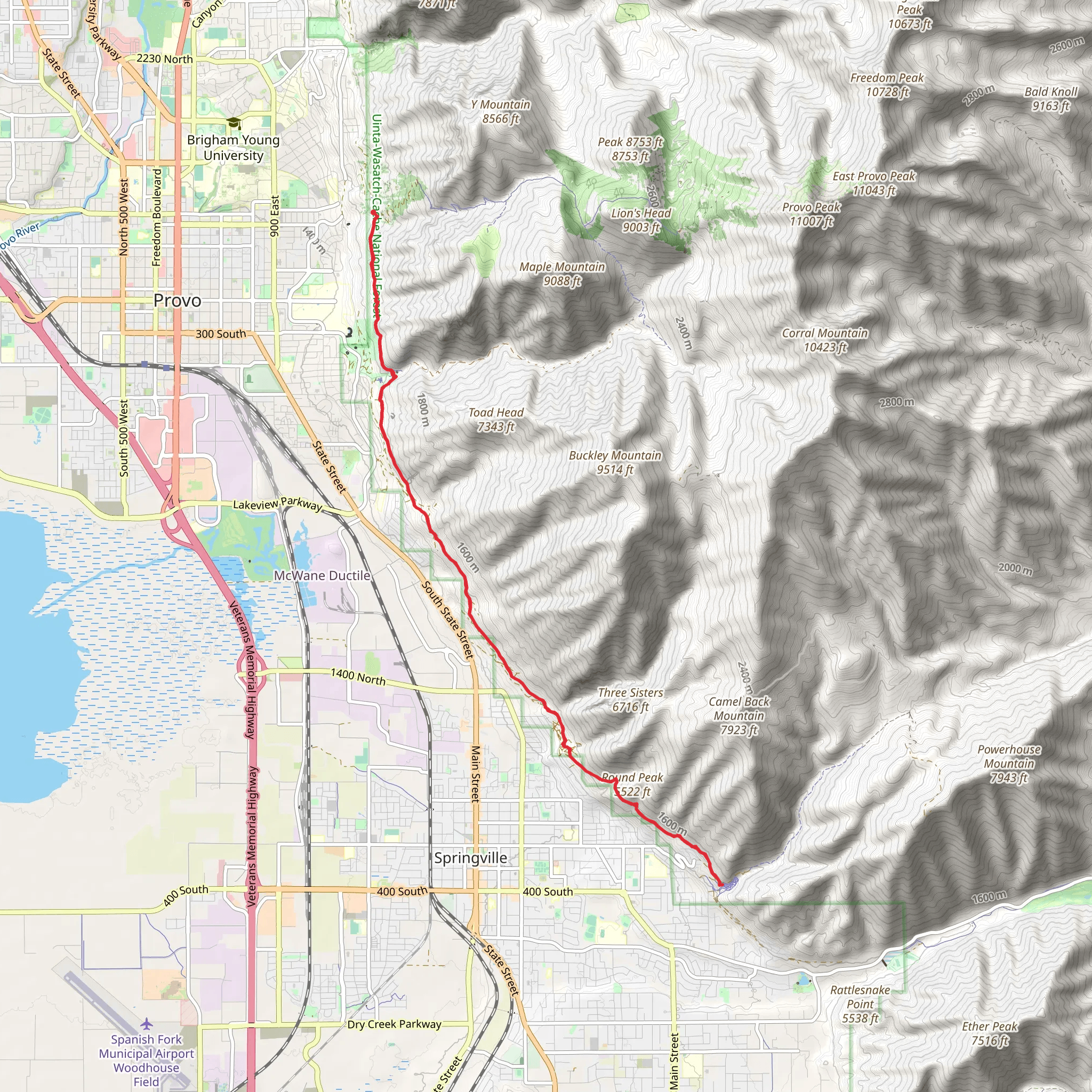 Bonneville Shoreline Trail mobile static map