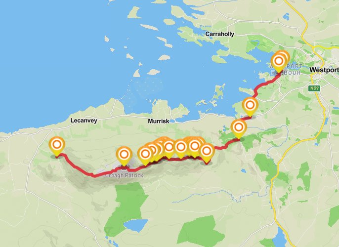 Croagh Patrick to Coast Hotel Saturday (medium) mobile static map