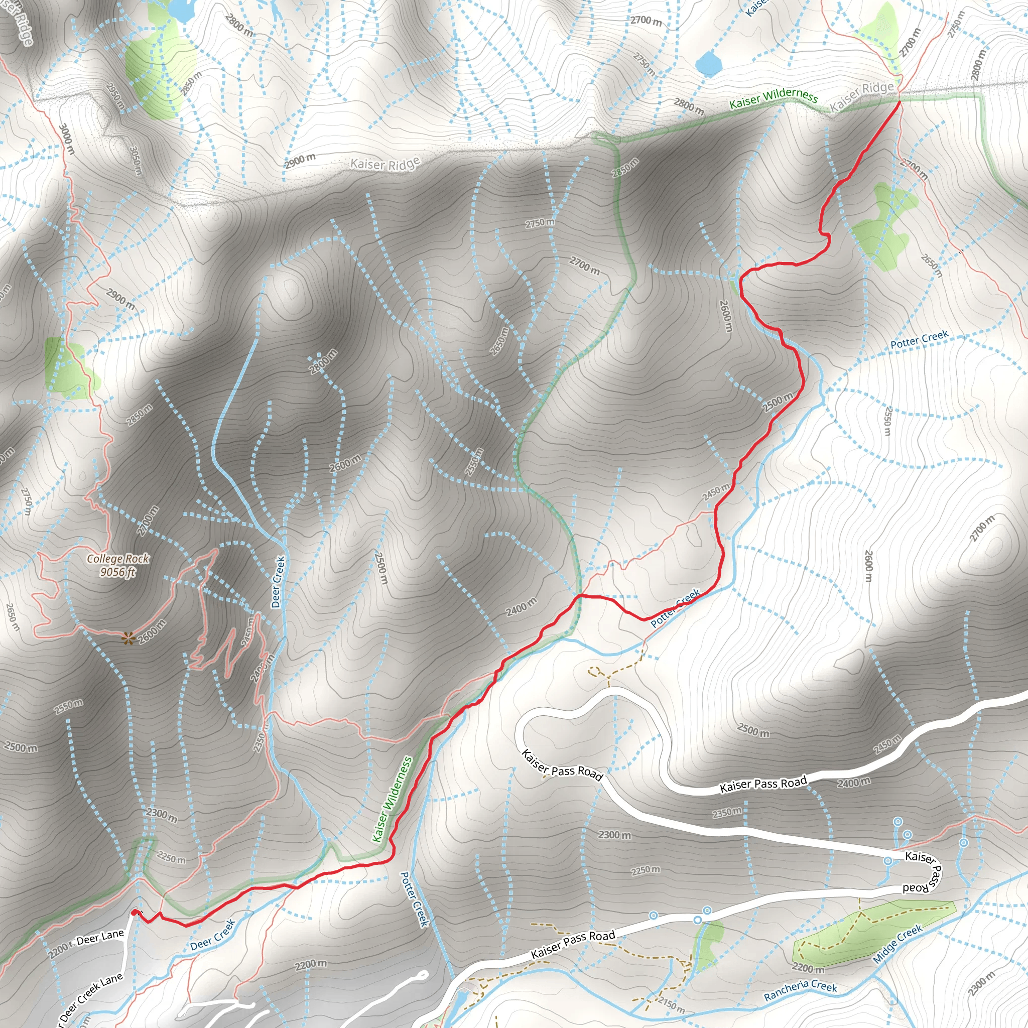 Potter Creek Trail mobile static map