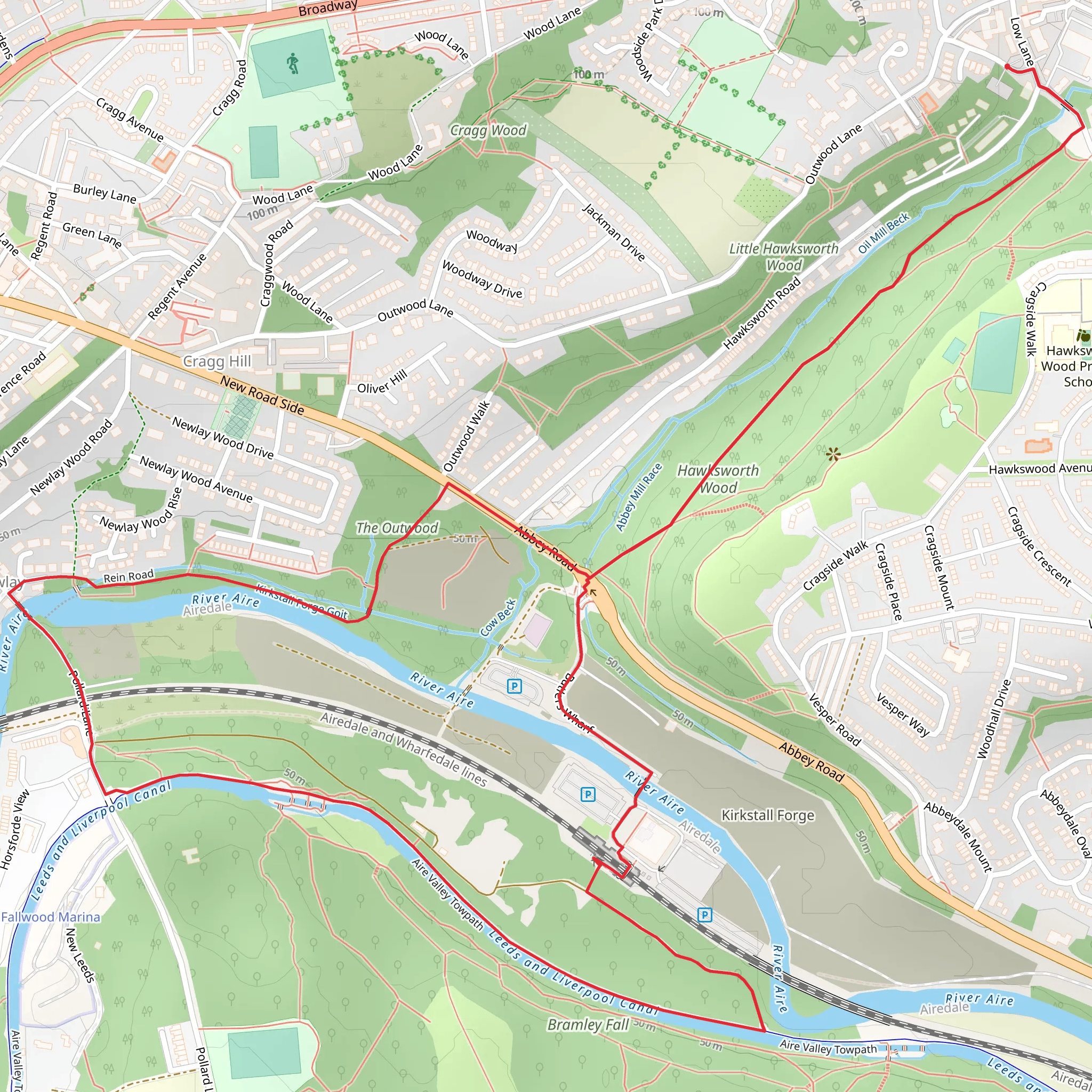 Hawksworth Wood Loop mobile static map