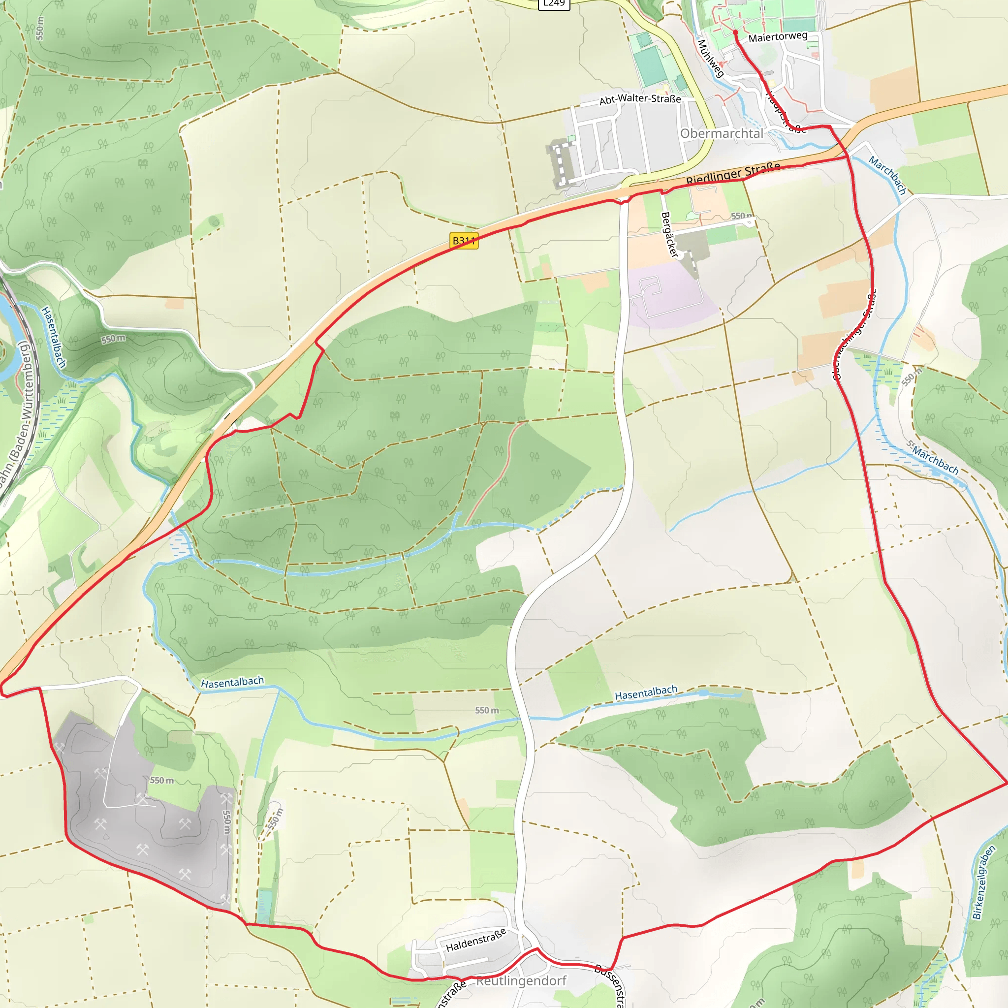 Obermarchtal to Reutlingendorf Loop mobile static map
