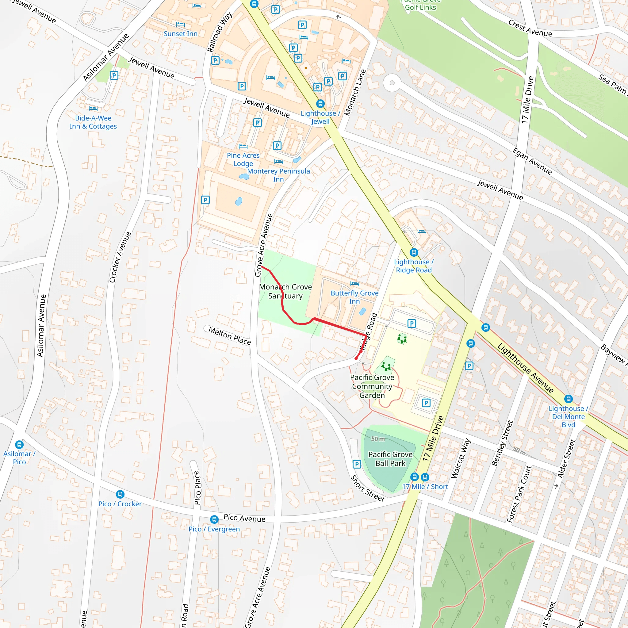 Monarch grove Sanctuary Walk mobile static map