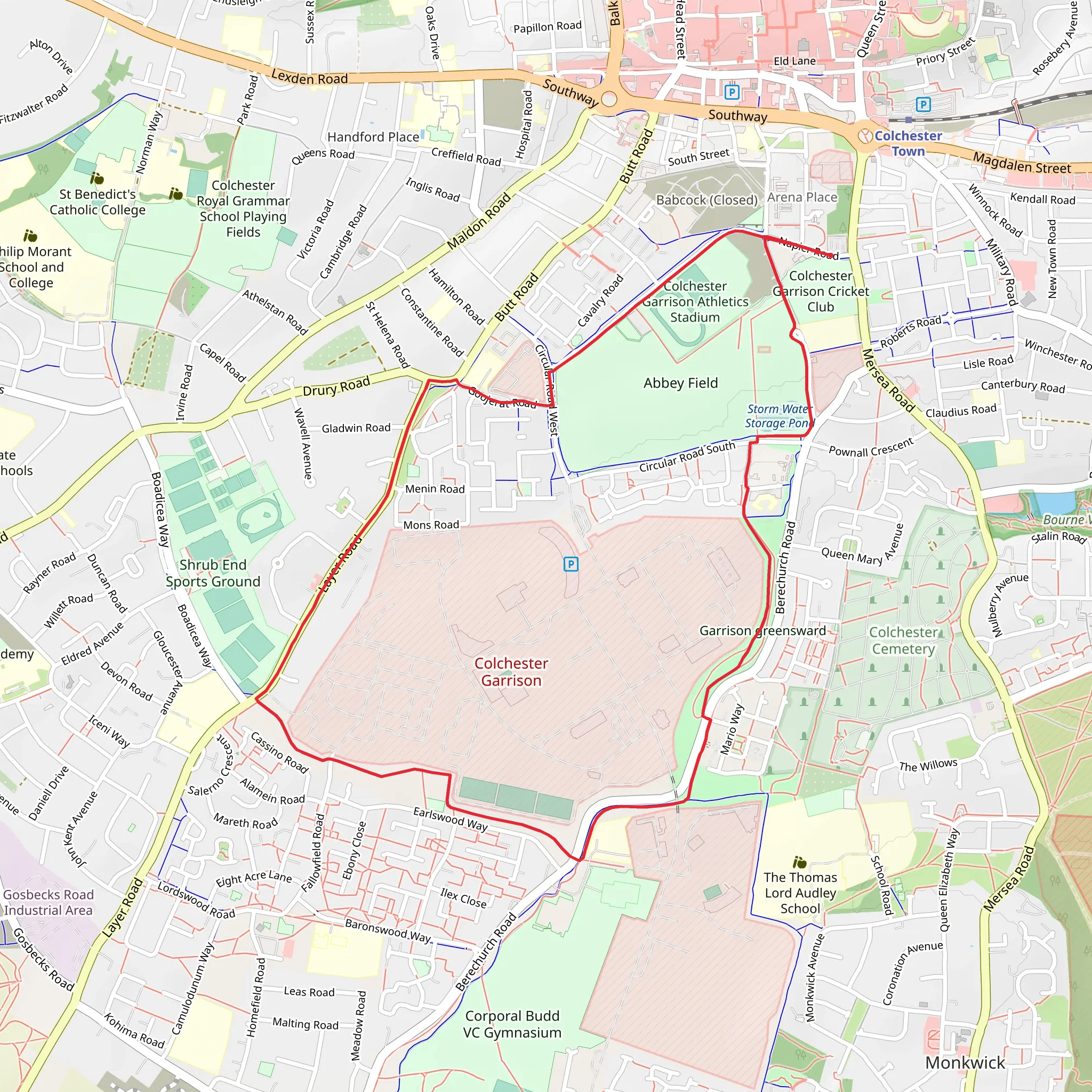 Colchester Garrison Loop mobile static map