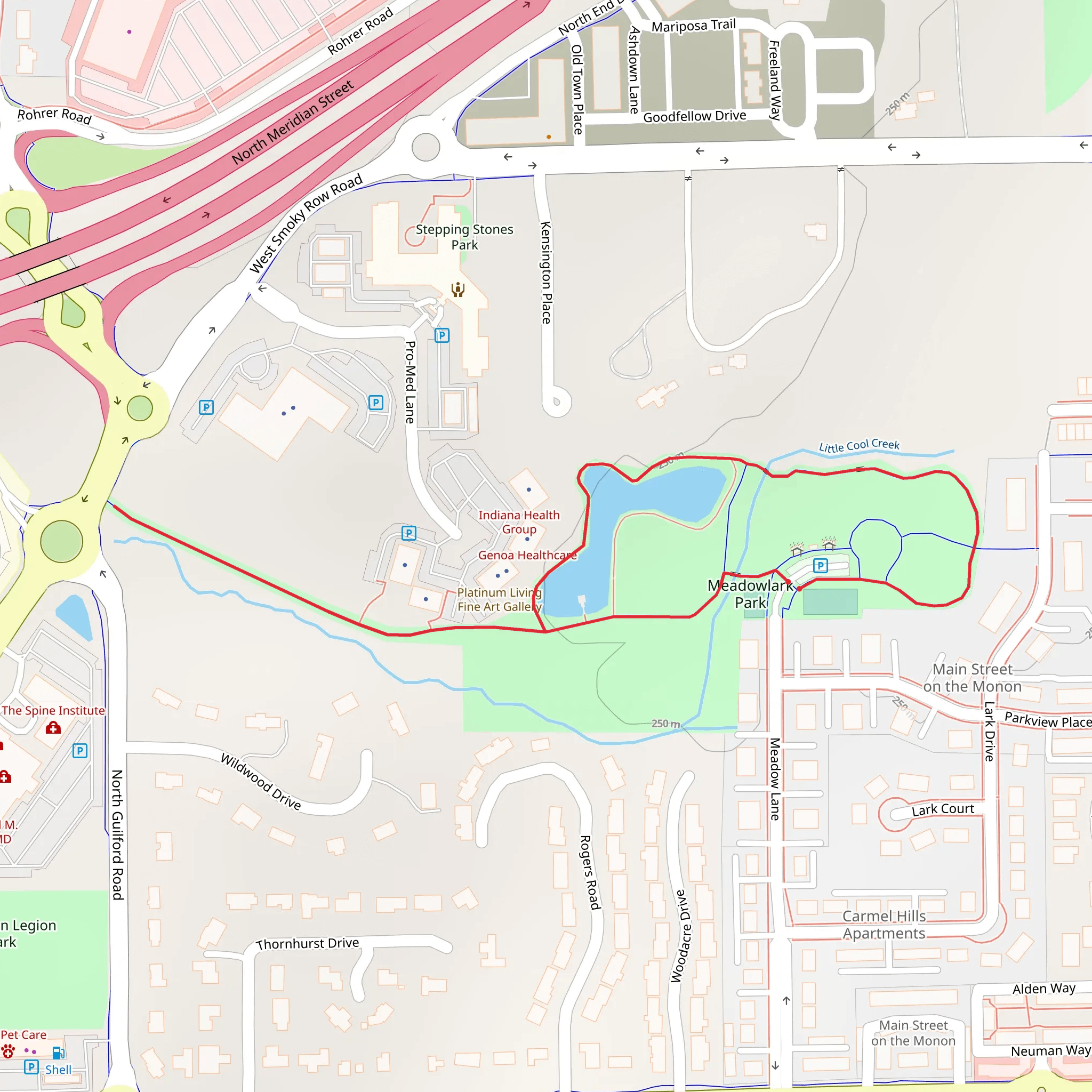 Little Cool Creek and Meadowlark Park Loop mobile static map