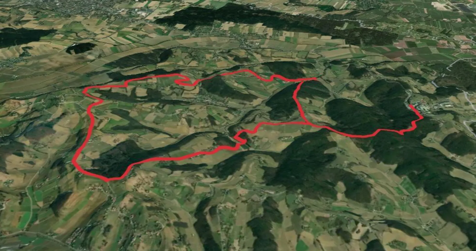 An image depicting the trail Wanderweg Rund um Stein and its surrounding area.