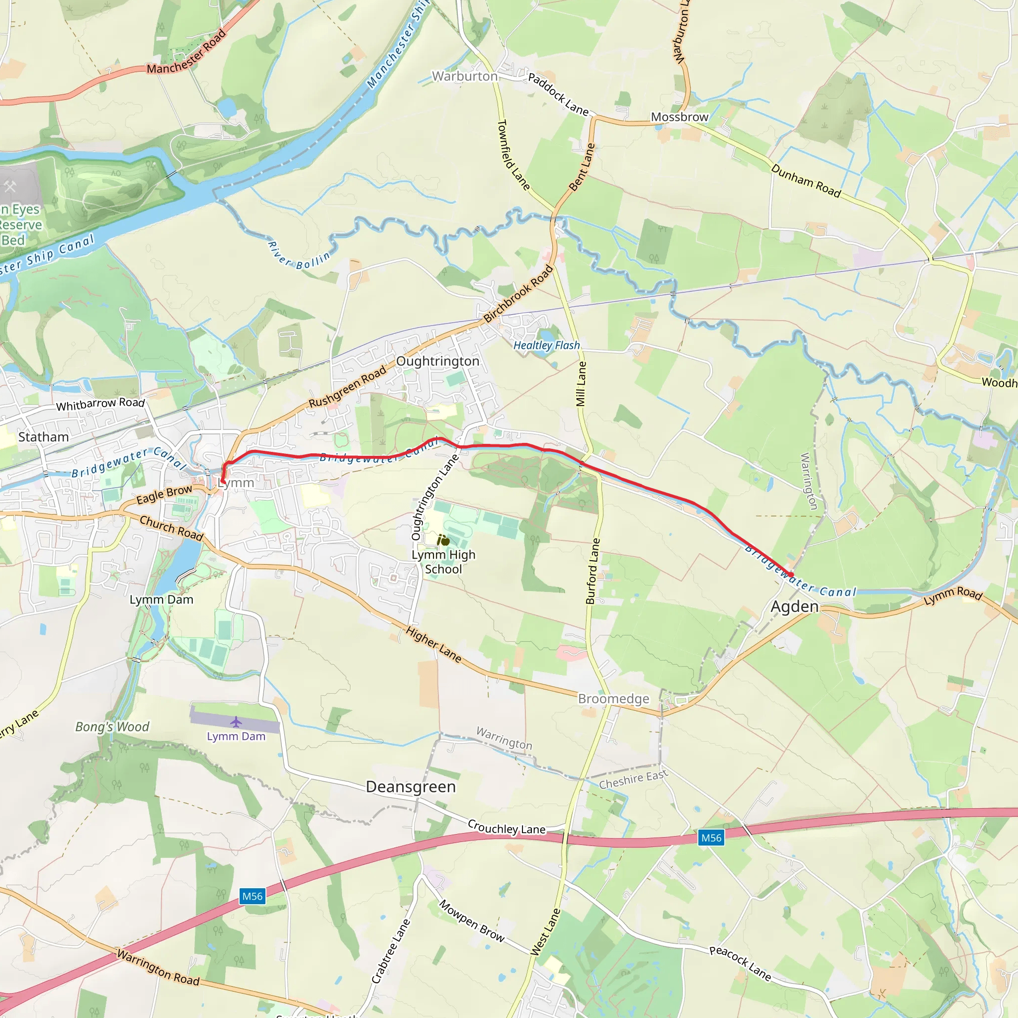 Bridgewater Canal Walk from Agden Bridge mobile static map