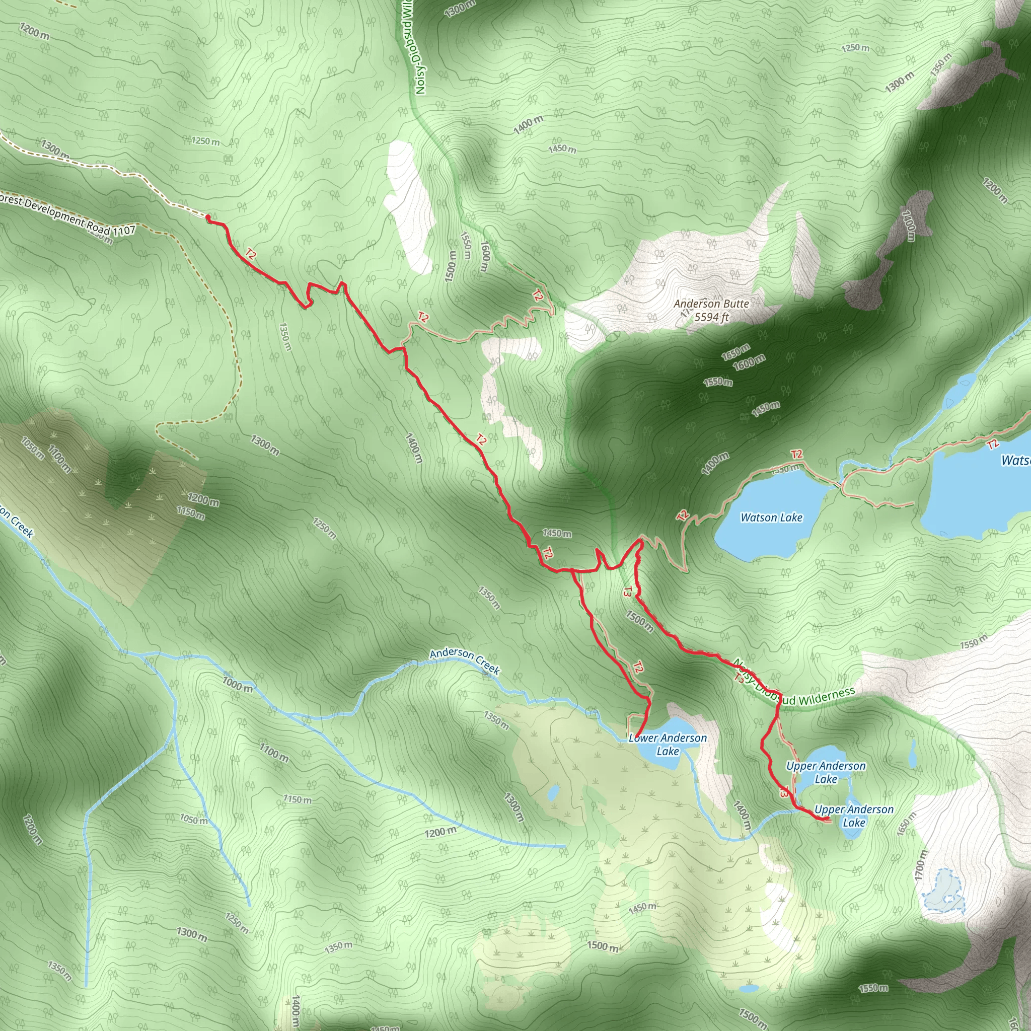 Anderson Lakes Trail mobile static map