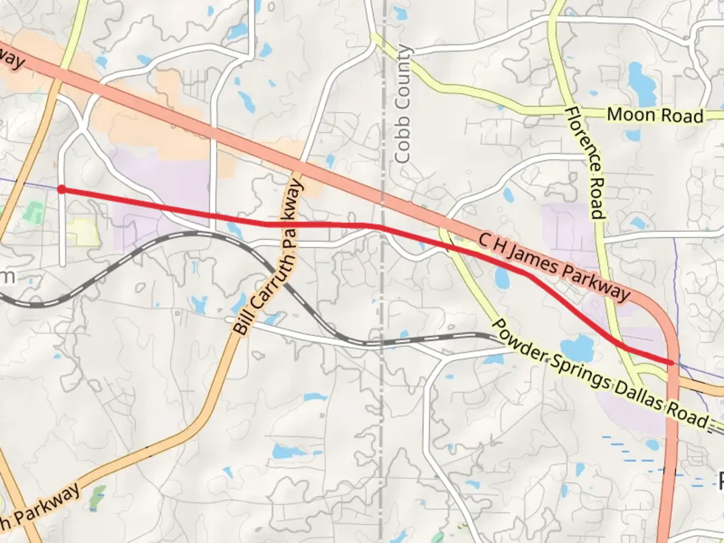 An image depicting the trail Silver Comet Trail from Seaboard Street and its surrounding area.