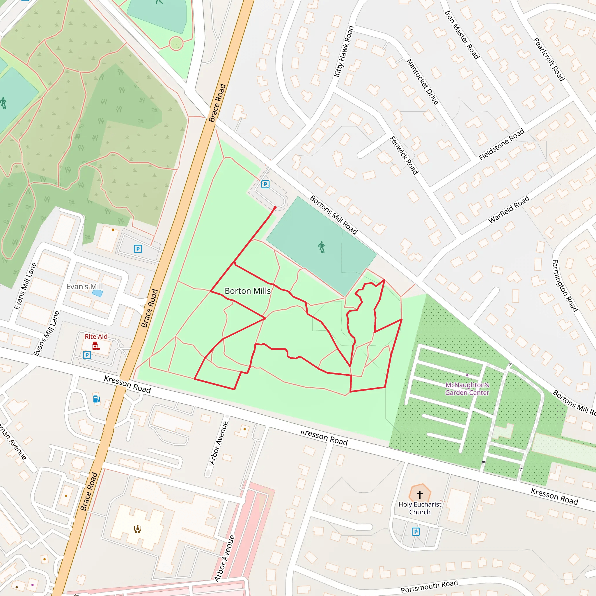 Bortons Mill Road Loop mobile static map
