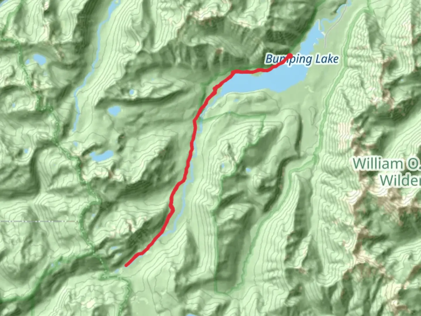 An image depicting the trail Bumping Lake Trail - Long and its surrounding area.