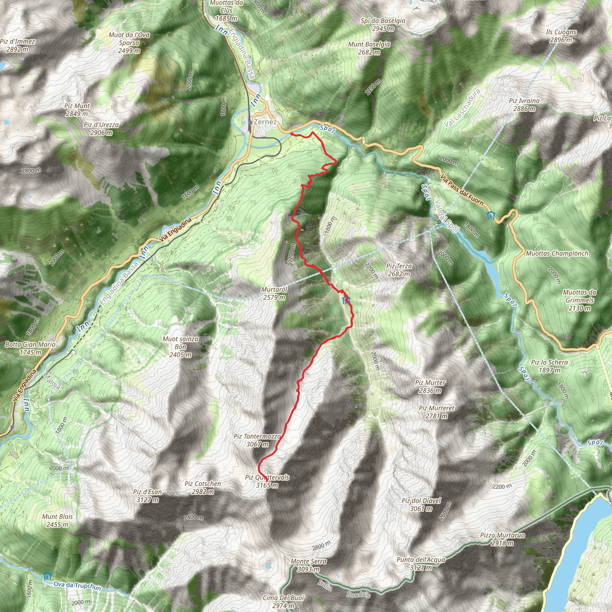 Piz Quattervals mobile static map