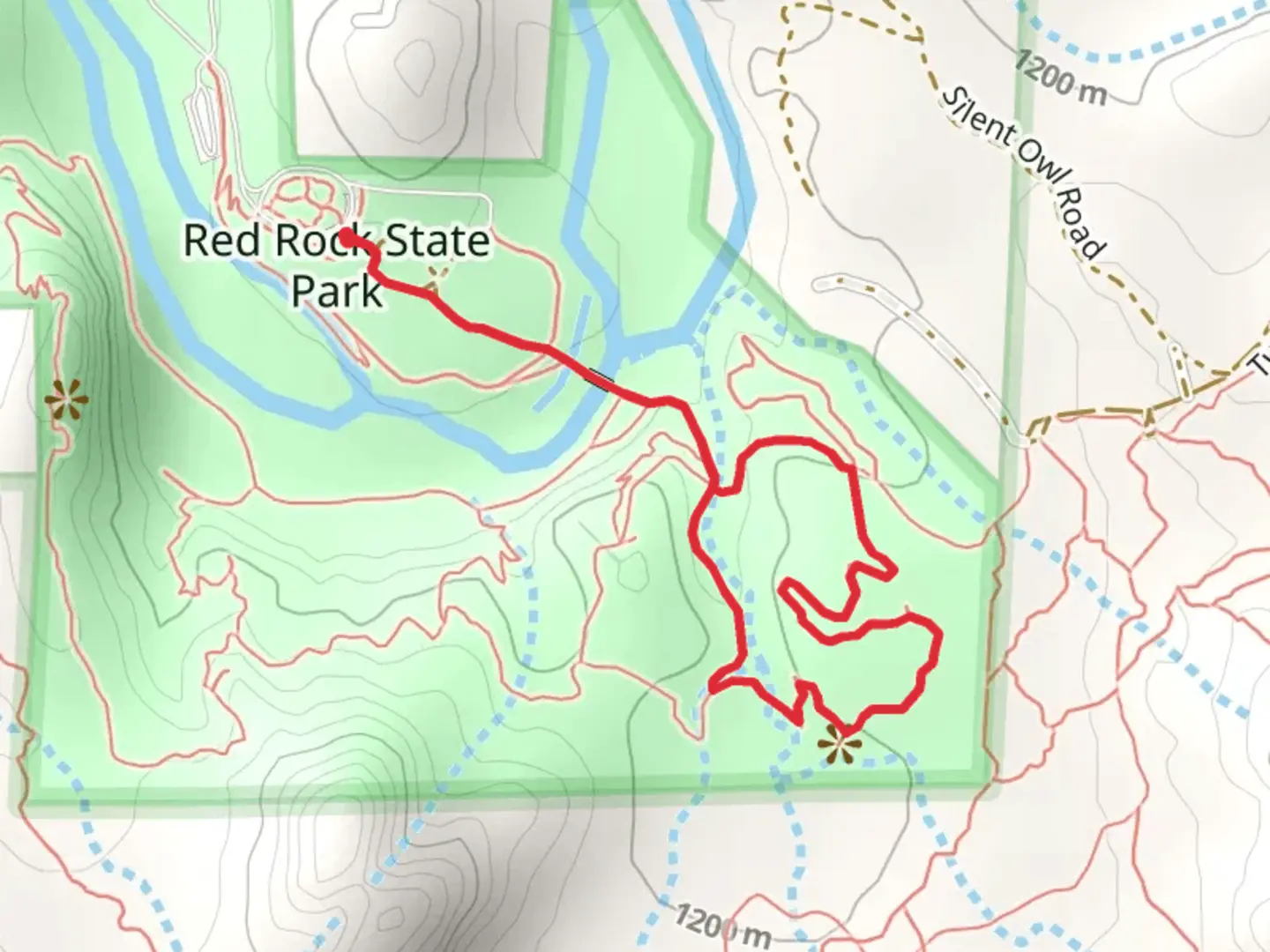 An image depicting the trail Bunkhouse Trail and Kisva Trail Loop and its surrounding area.