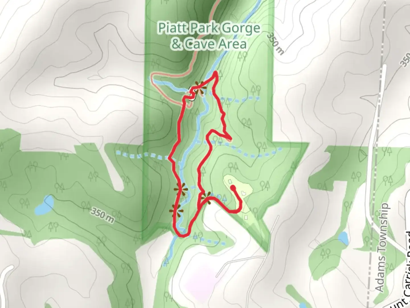 An image depicting the trail West Rim Trail and East Rim Loop Trail and its surrounding area.