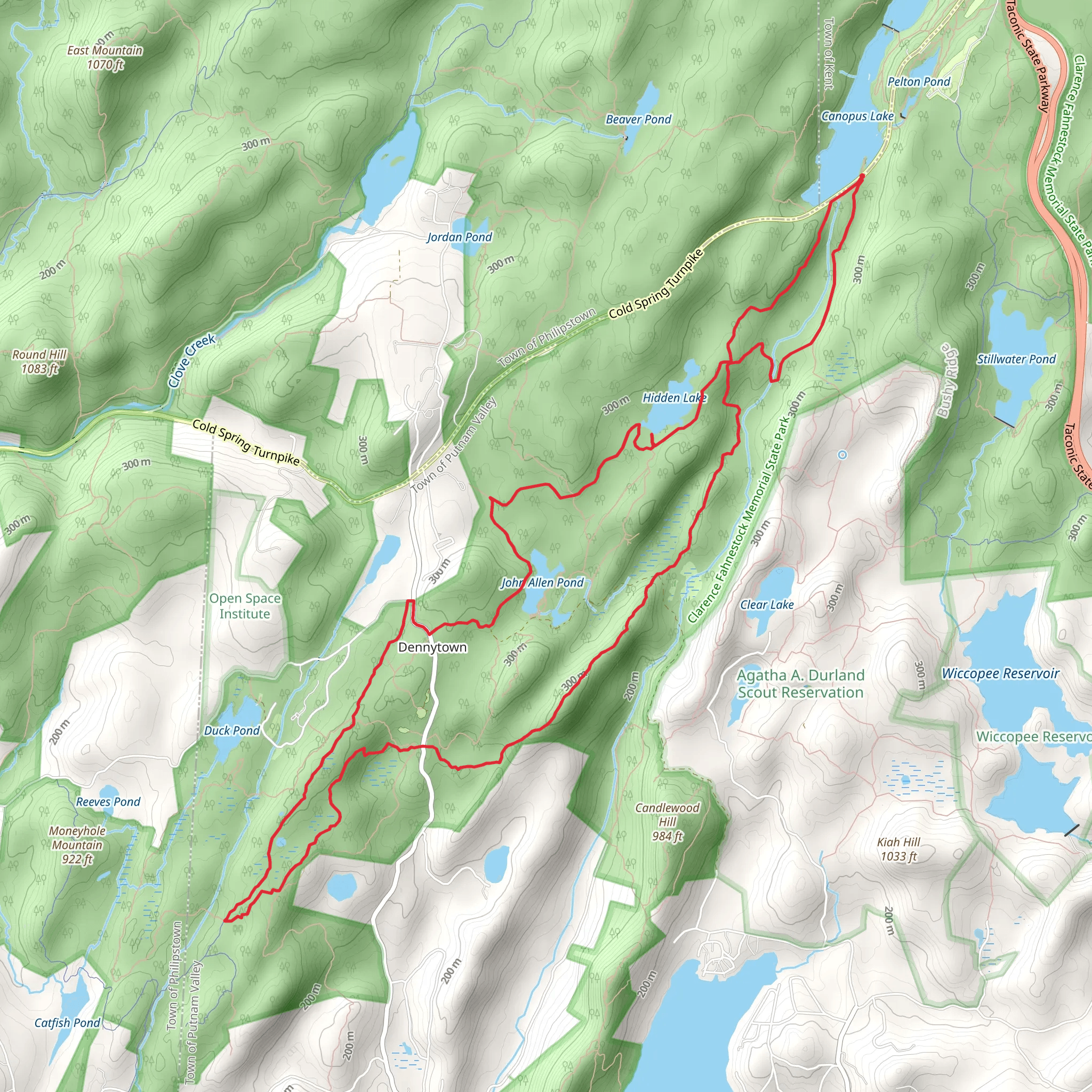 Hidden Lake - John Allen Pond - Canopus Lake Loop mobile static map
