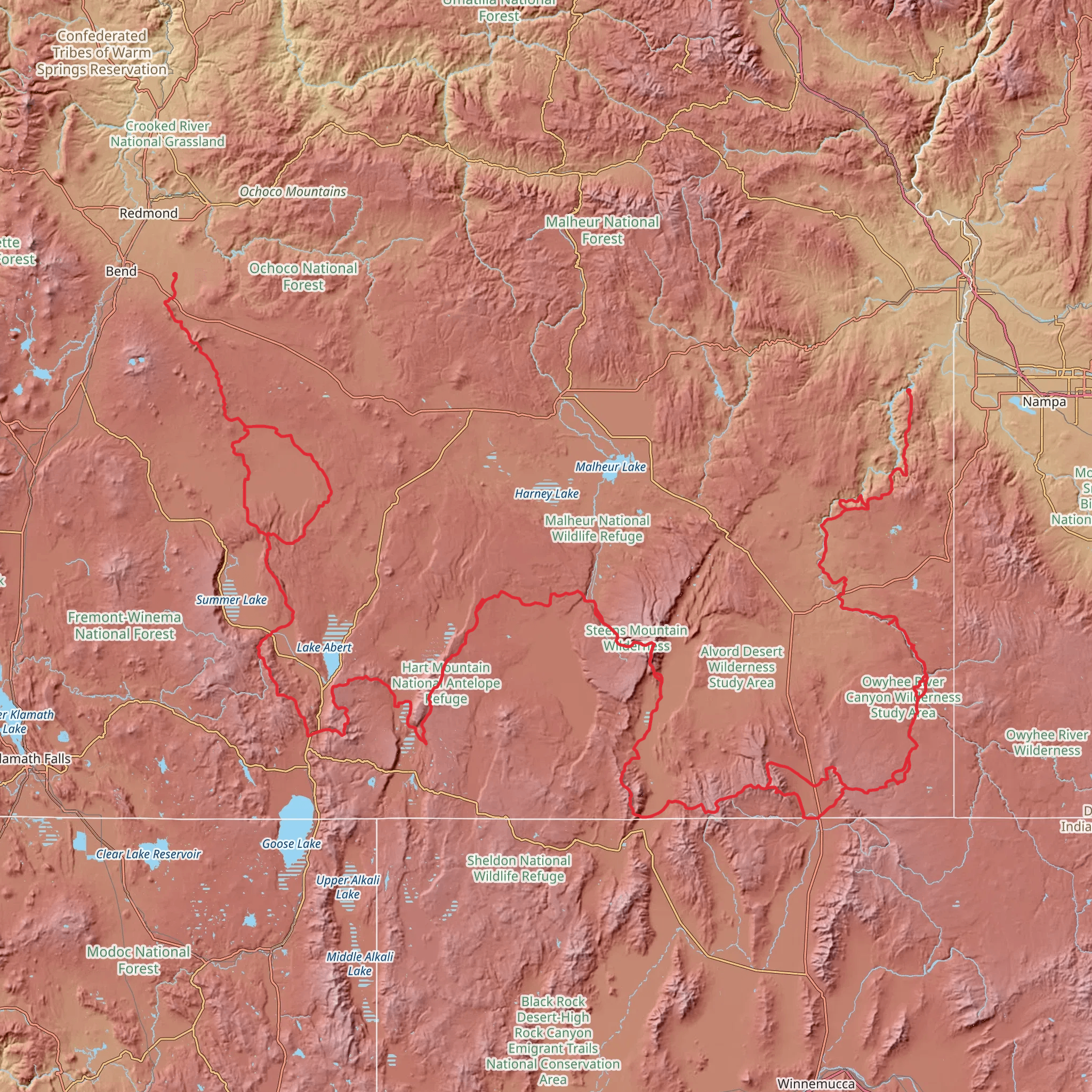 Oregon Desert Trail mobile static map