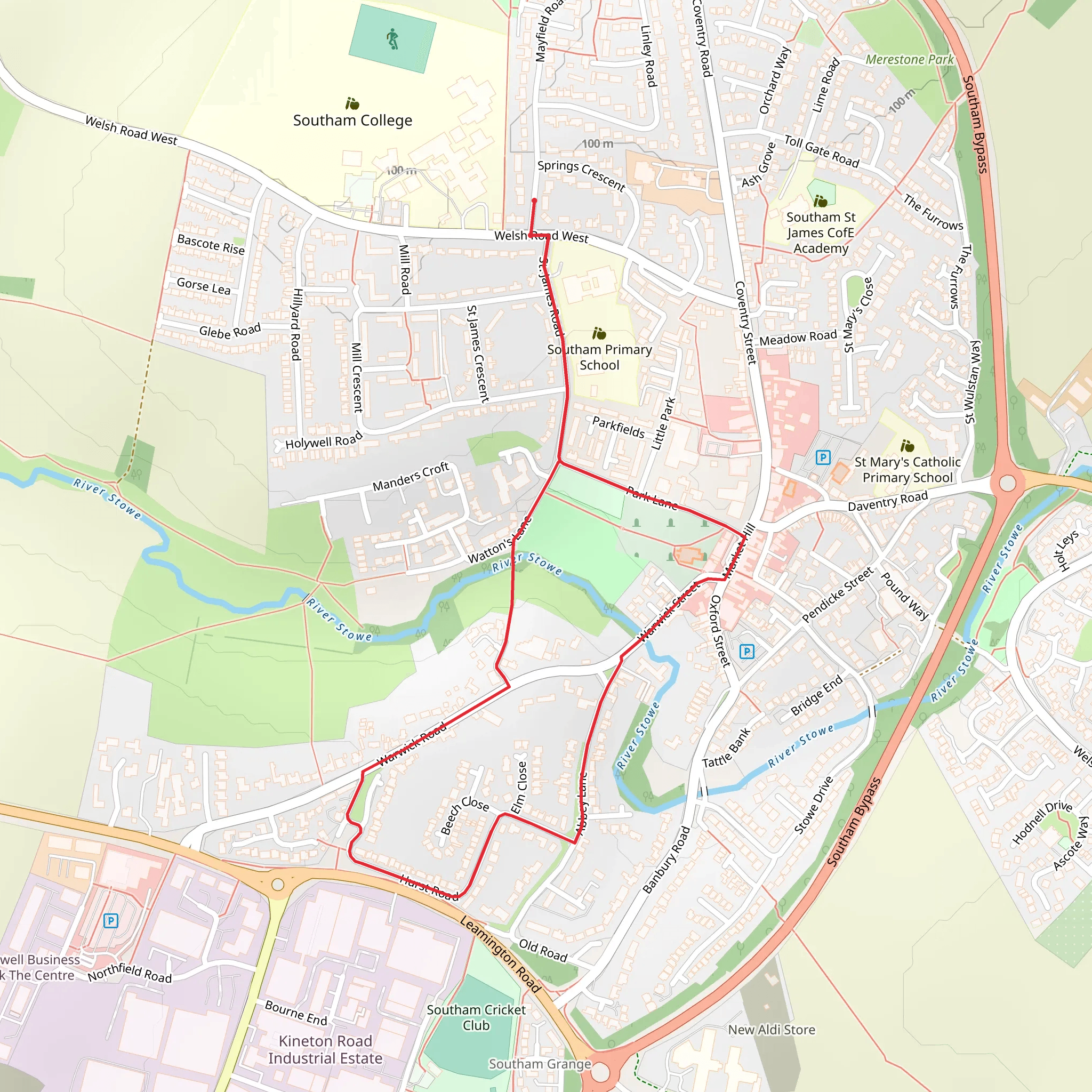 Southam Short Walk mobile static map