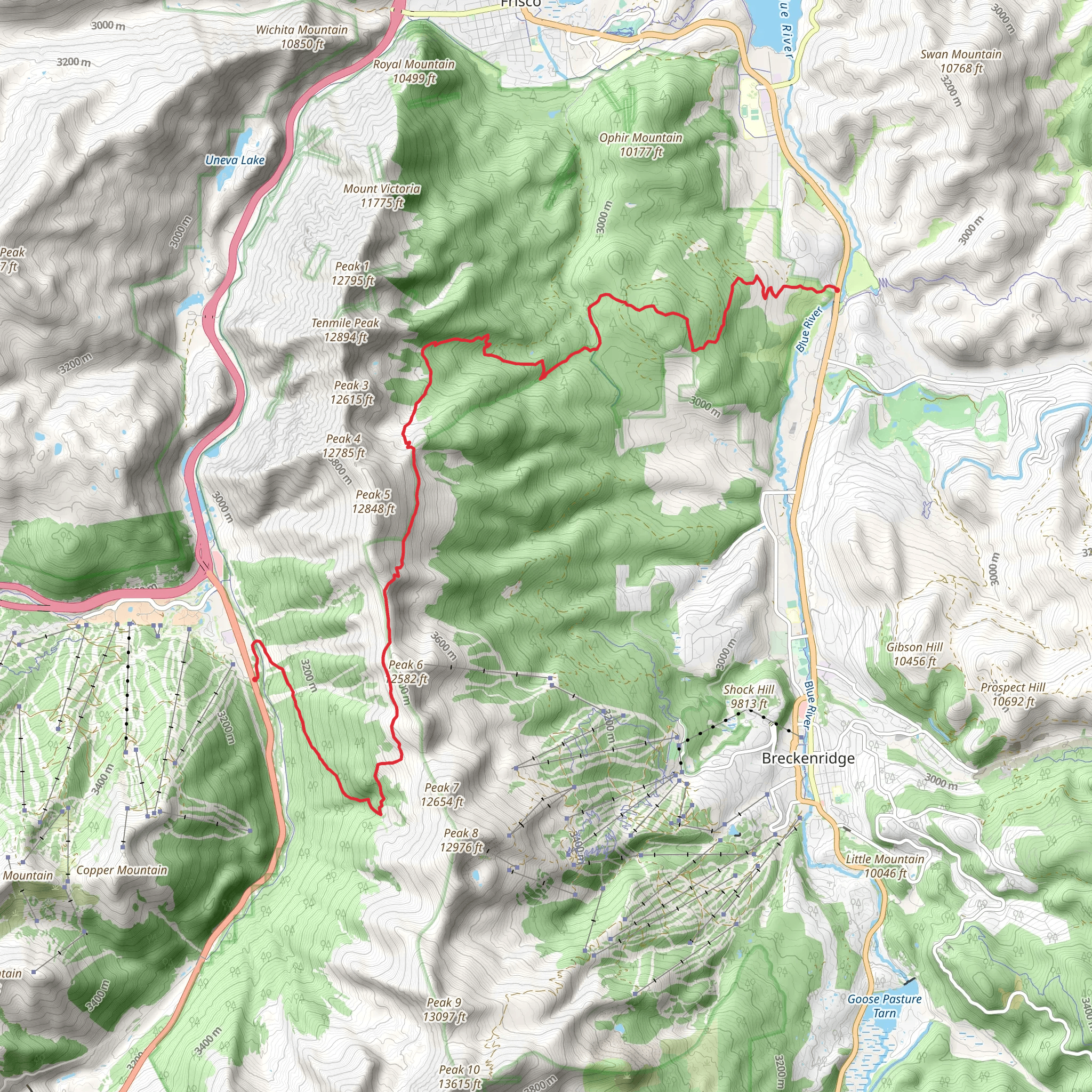 Colorado Trail from Gold Hill mobile static map