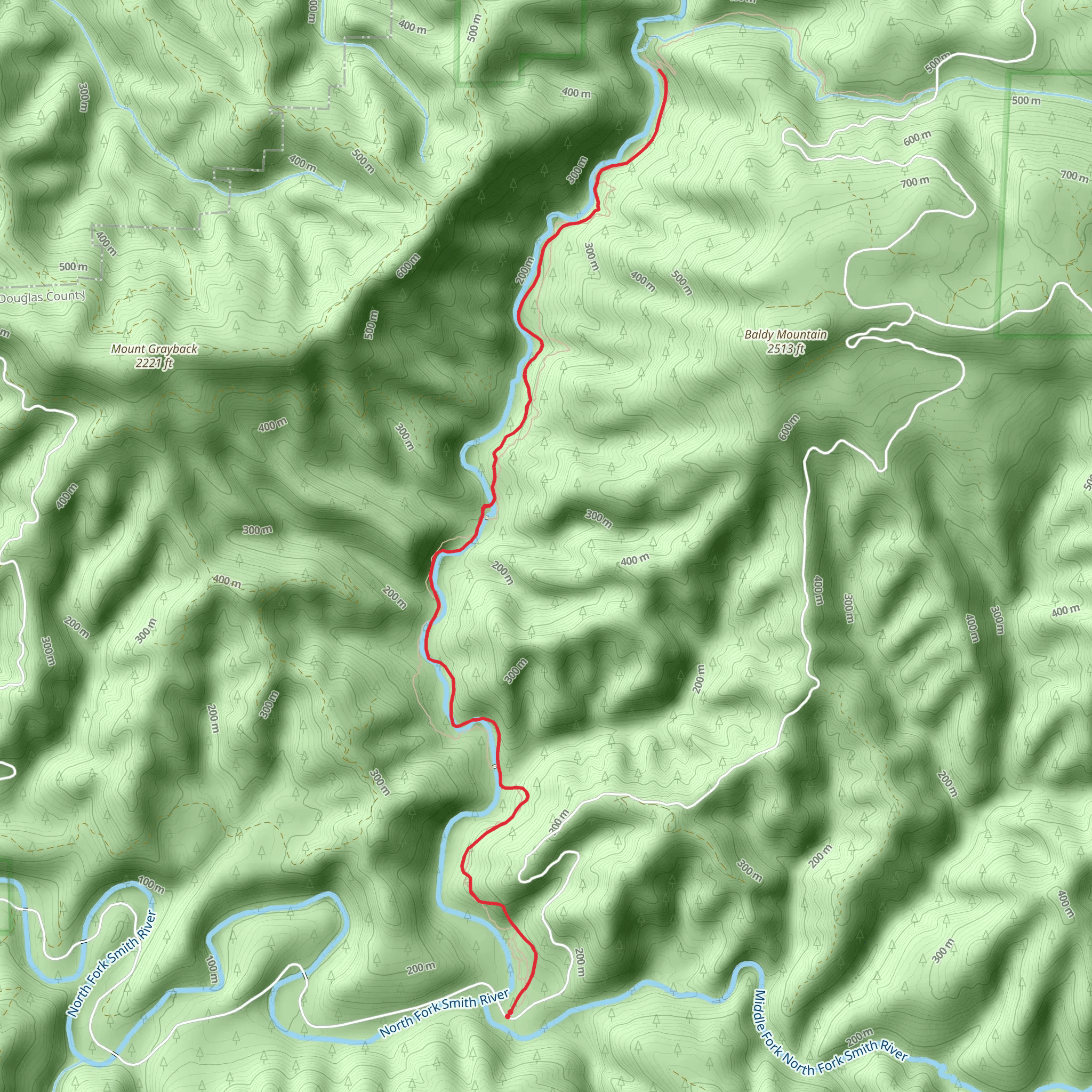 North Fork Smith River Trail mobile static map