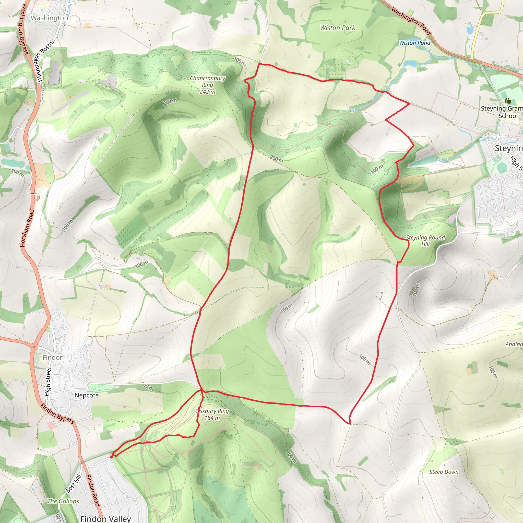 Cissbury Ring and Chalkpit Wood Loop mobile static map